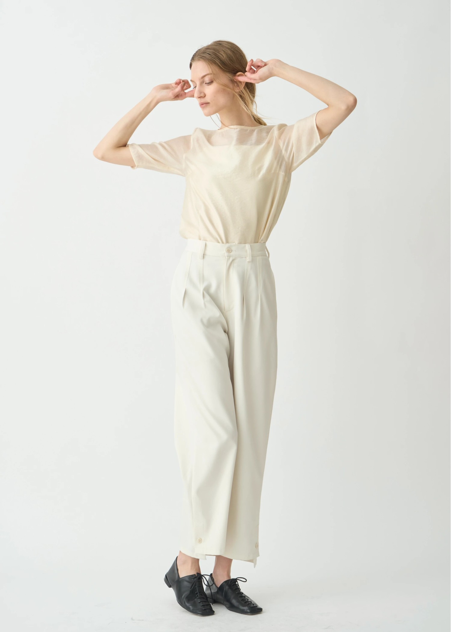 half sleeve boat neck sheer tops