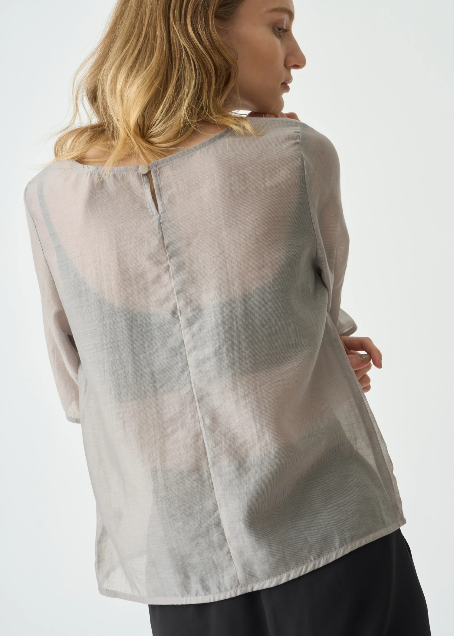 half sleeve boat neck sheer tops