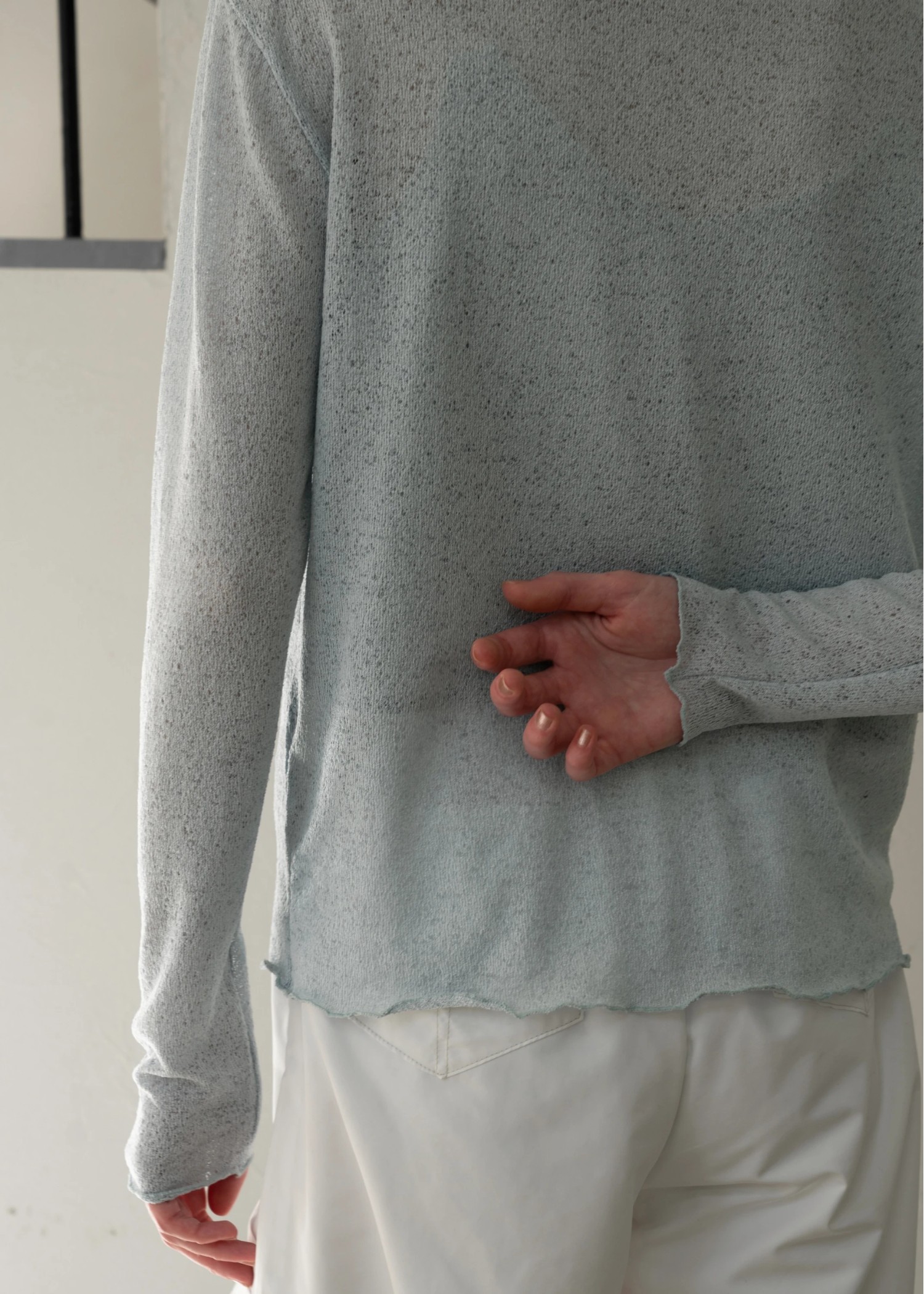 slub knitsew sheer mellow tops