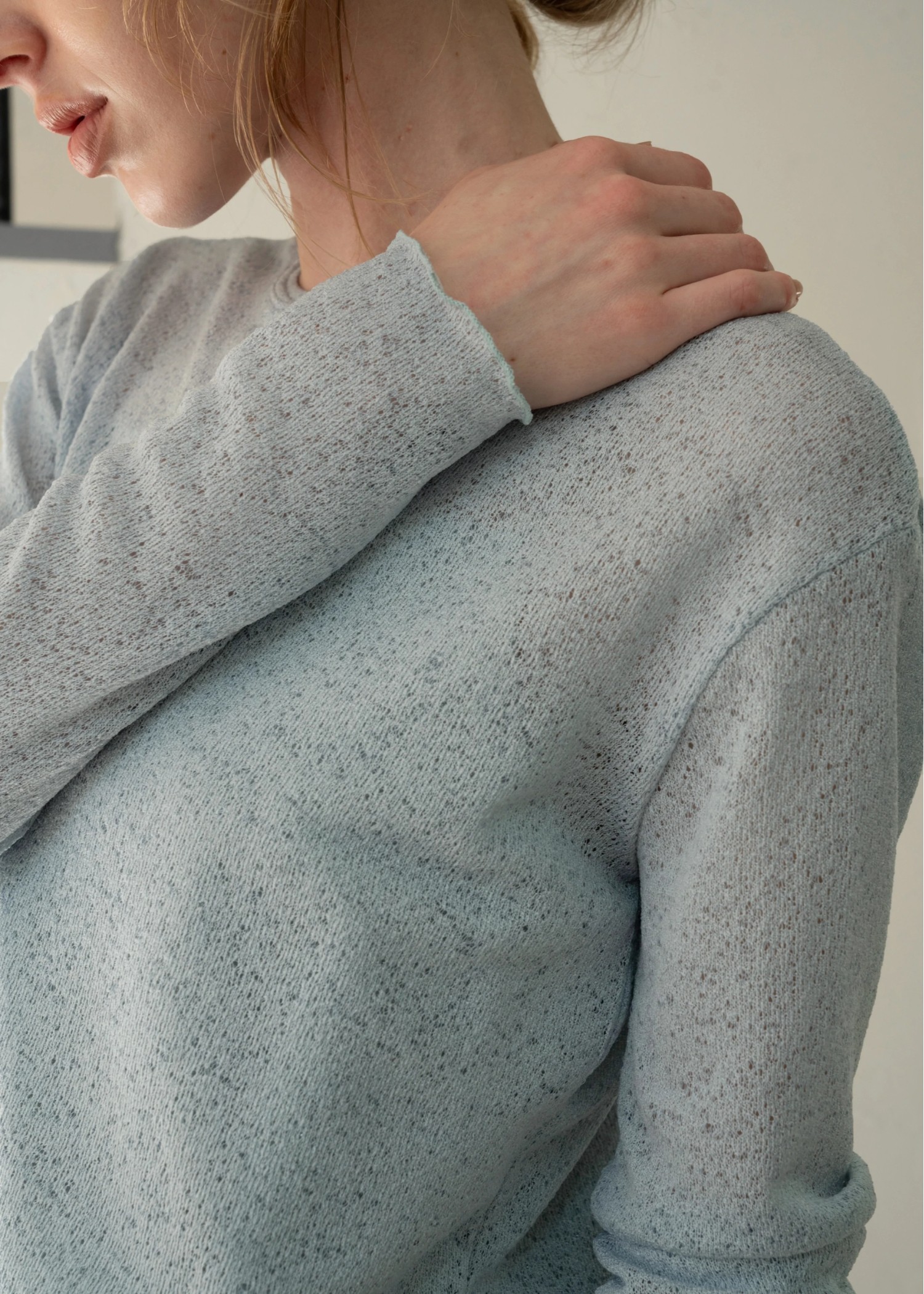 slub knitsew sheer mellow tops