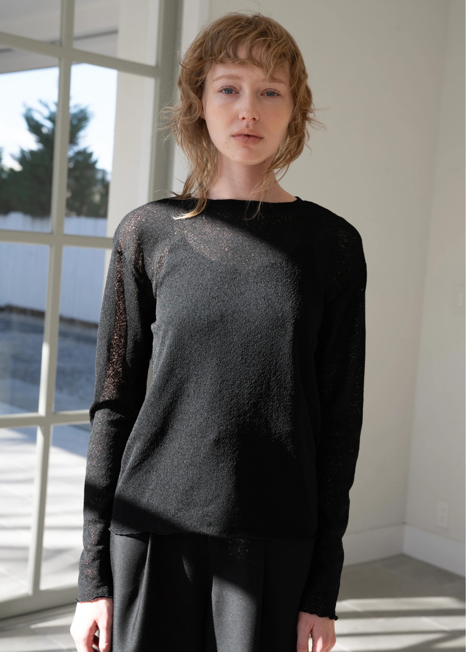 slub knitsew sheer mellow tops