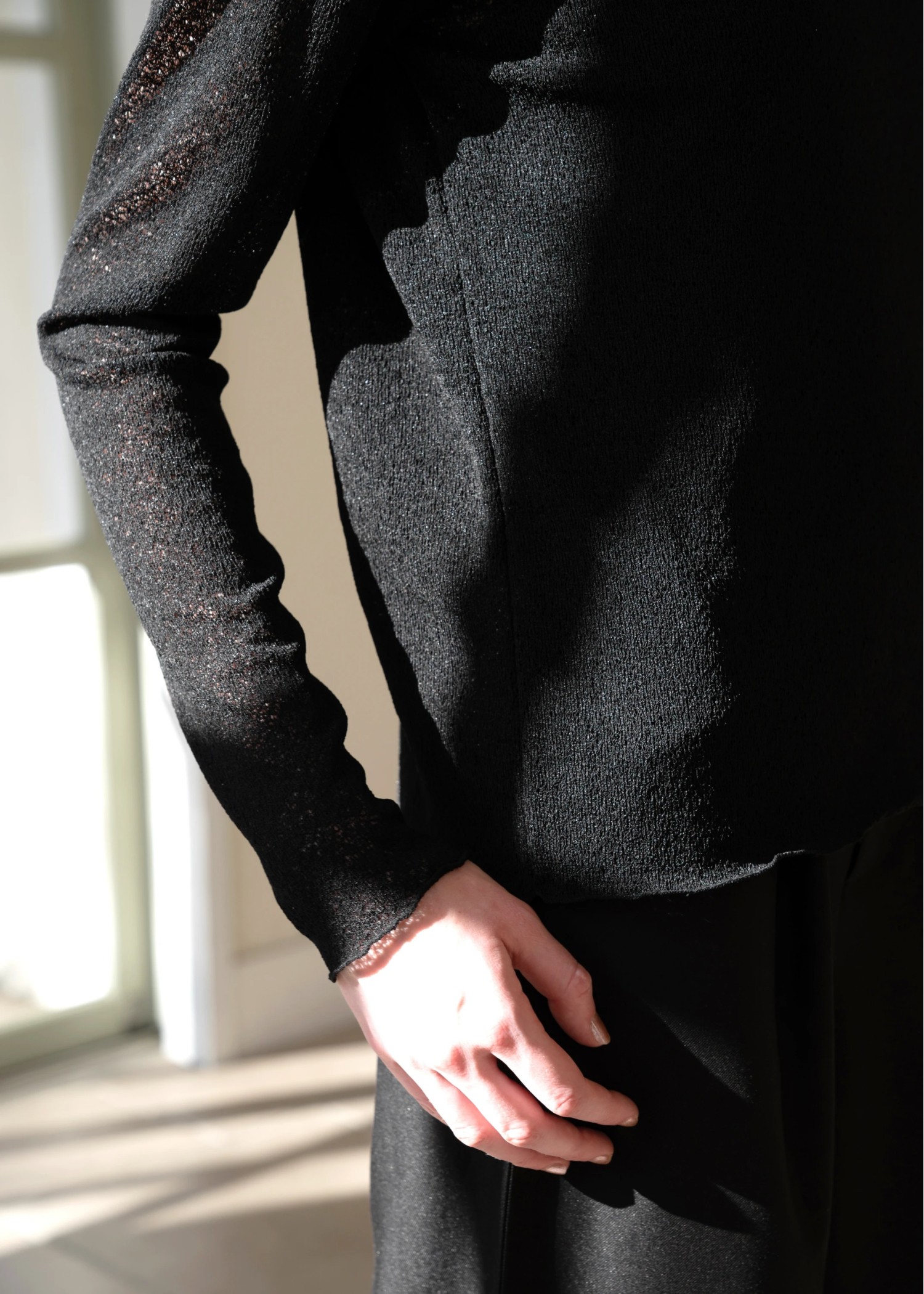 slub knitsew sheer mellow tops