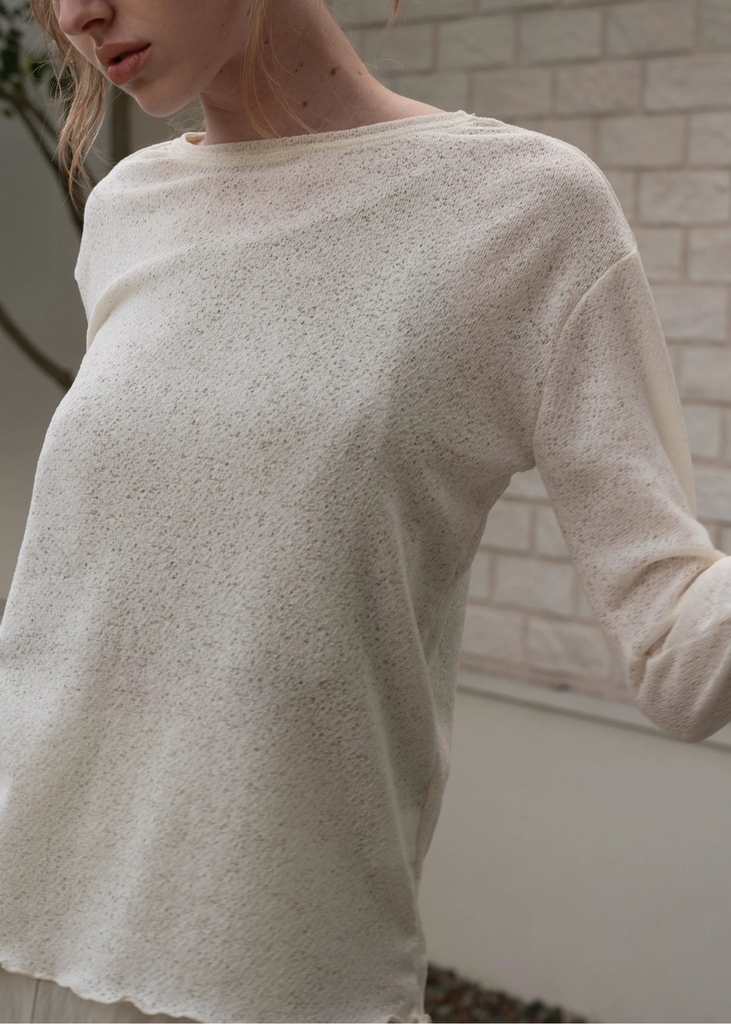 slub knitsew sheer mellow tops