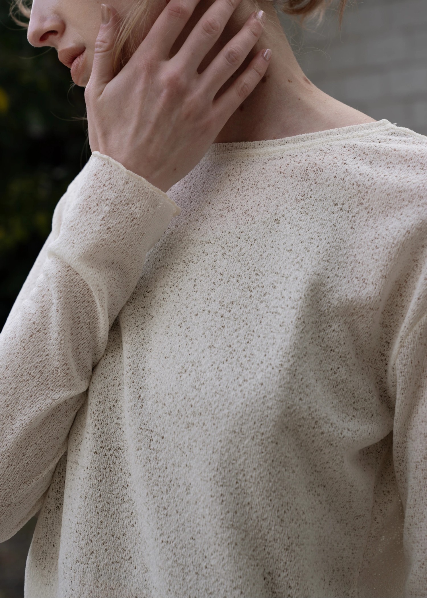 slub knitsew sheer mellow tops