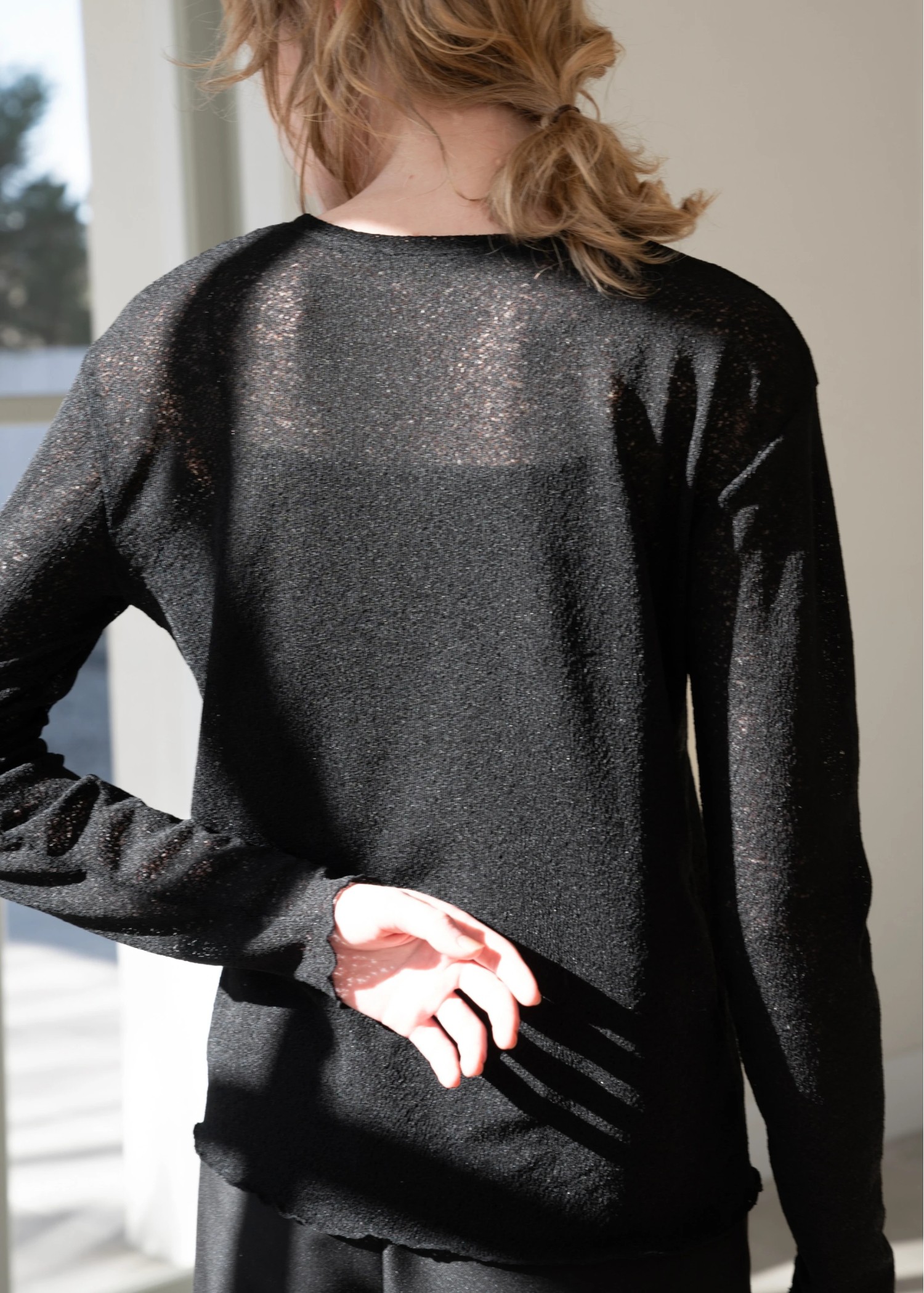 slub knitsew sheer mellow tops