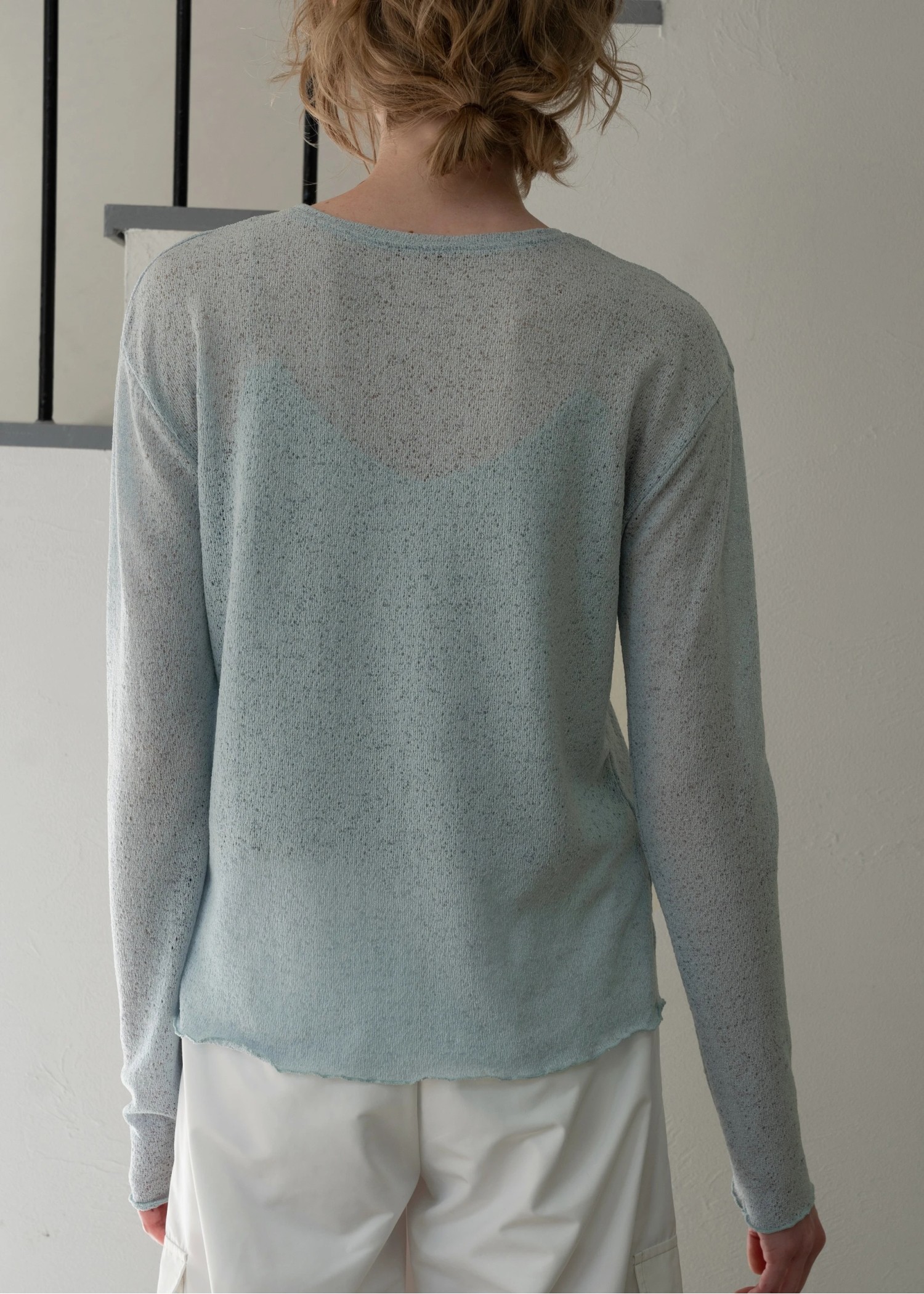 slub knitsew sheer mellow tops