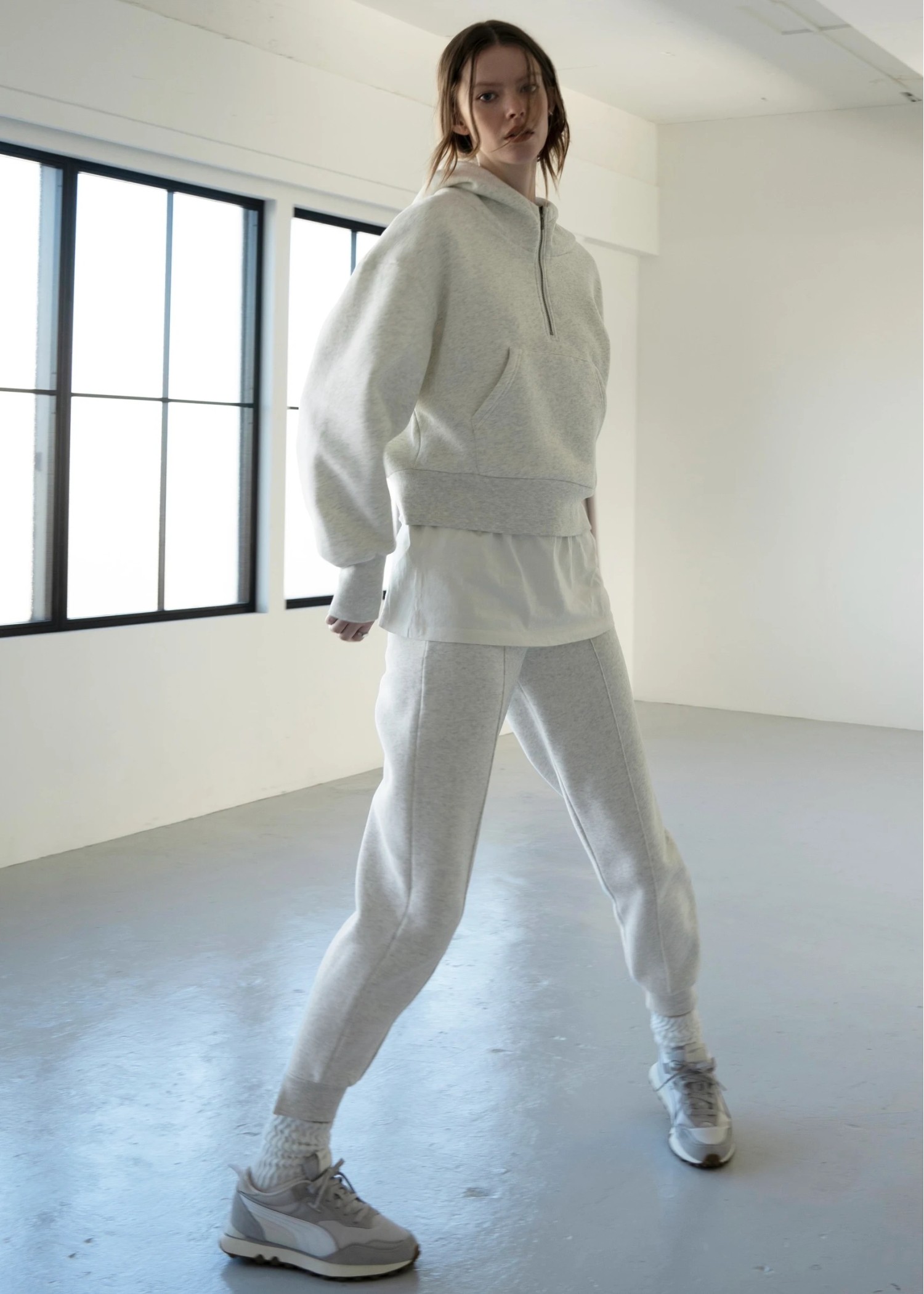 half zip sweat raised back hoodie