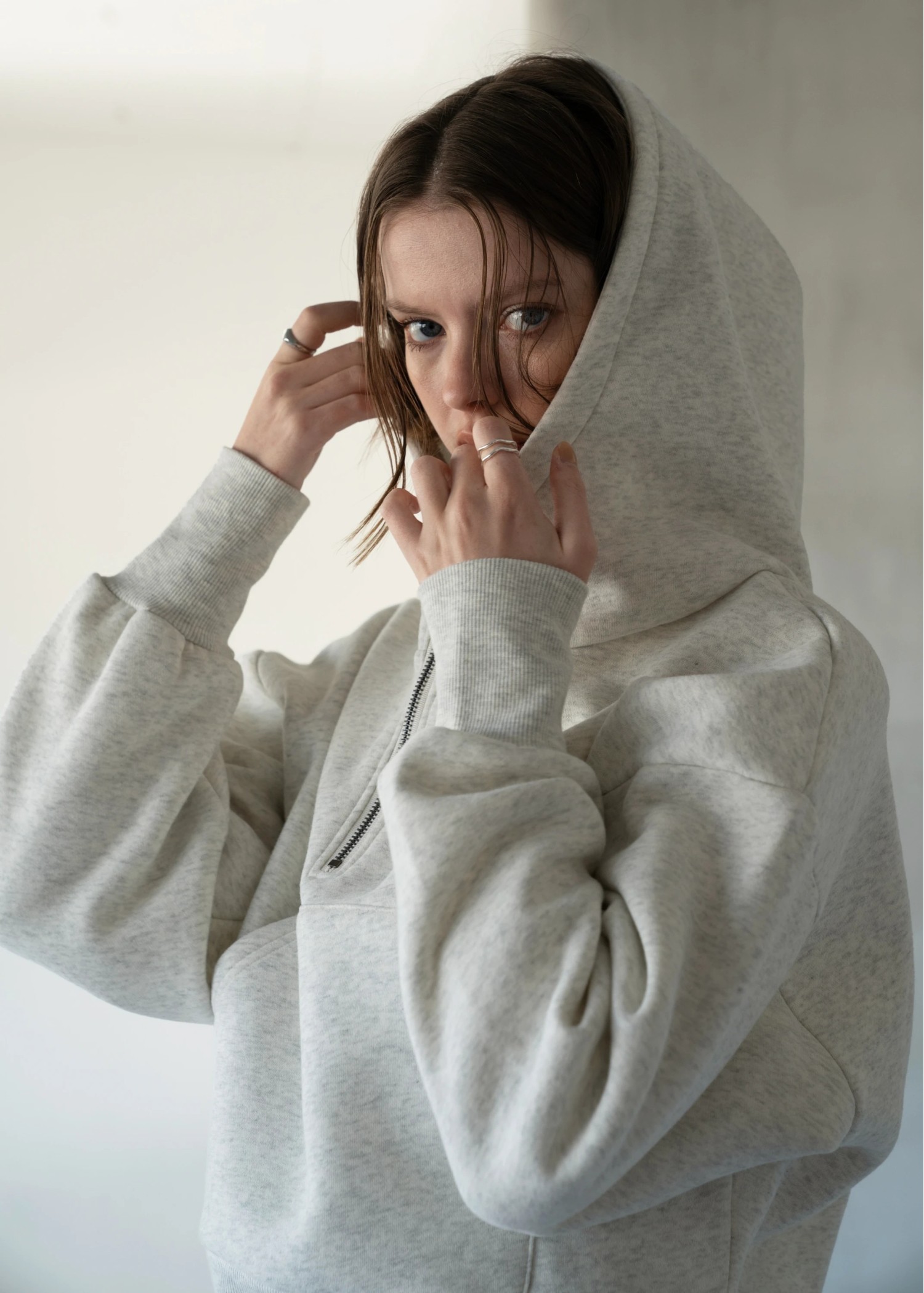 half zip sweat raised back hoodie