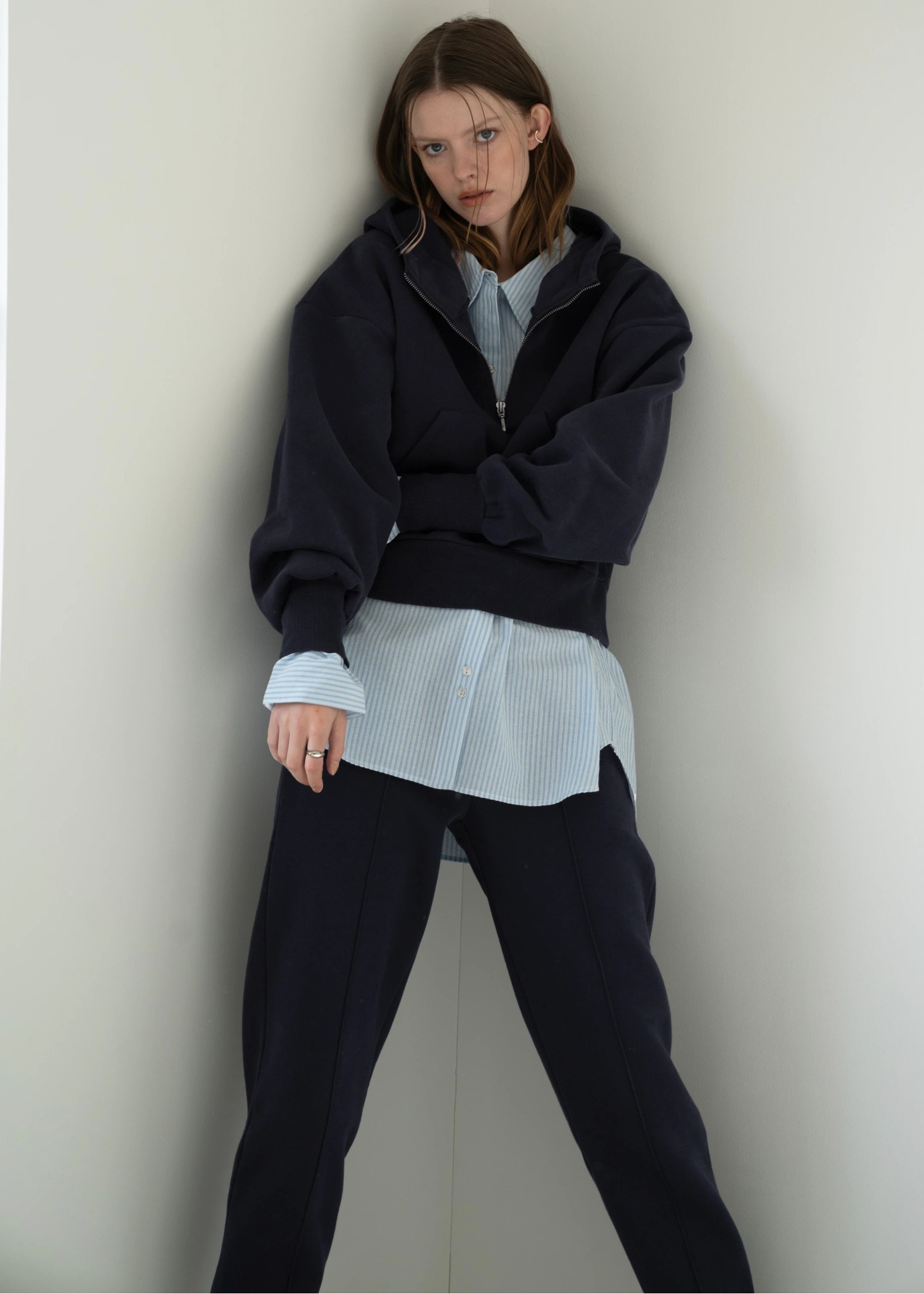 half zip sweat raised back hoodie