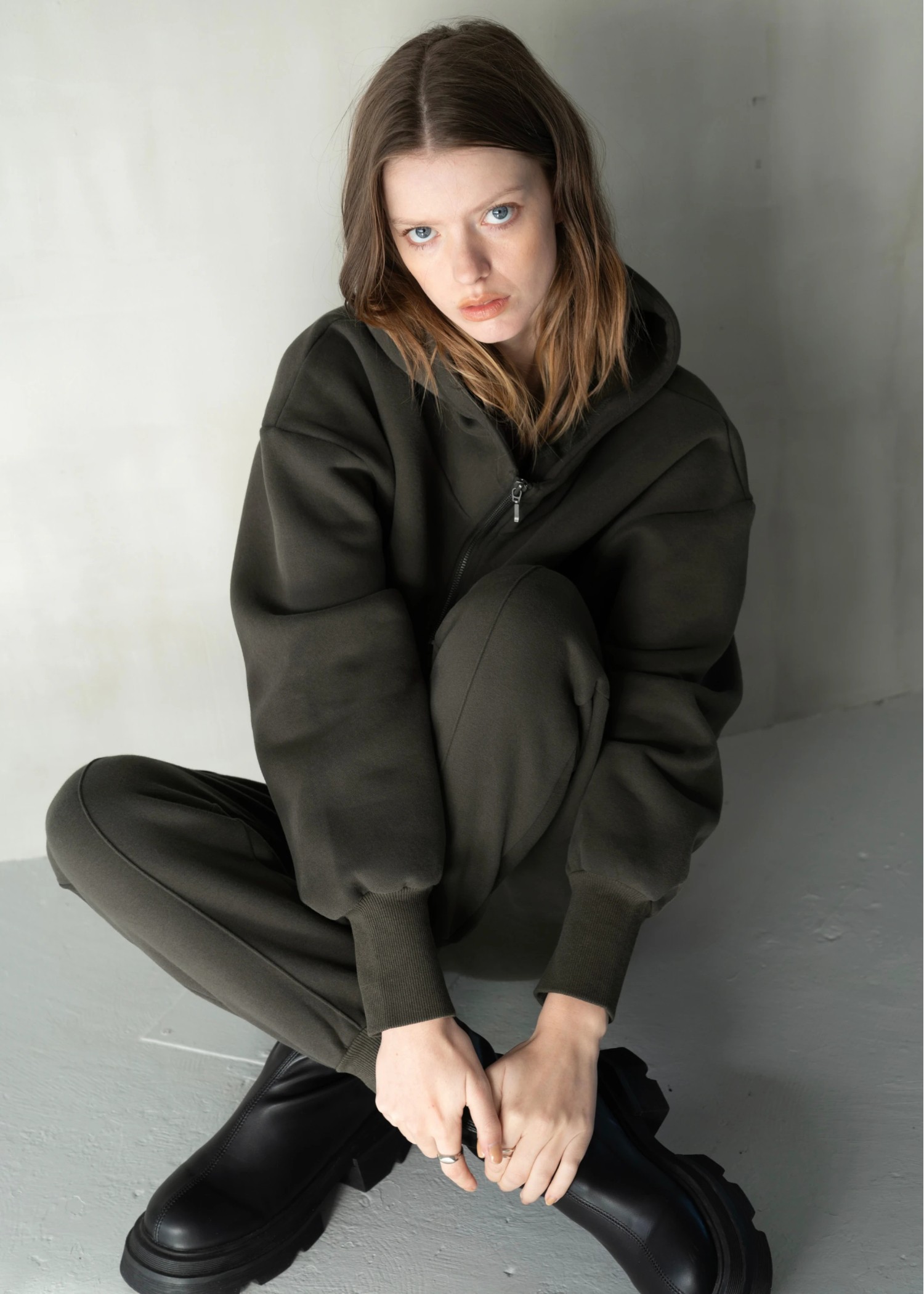 half zip sweat raised back hoodie