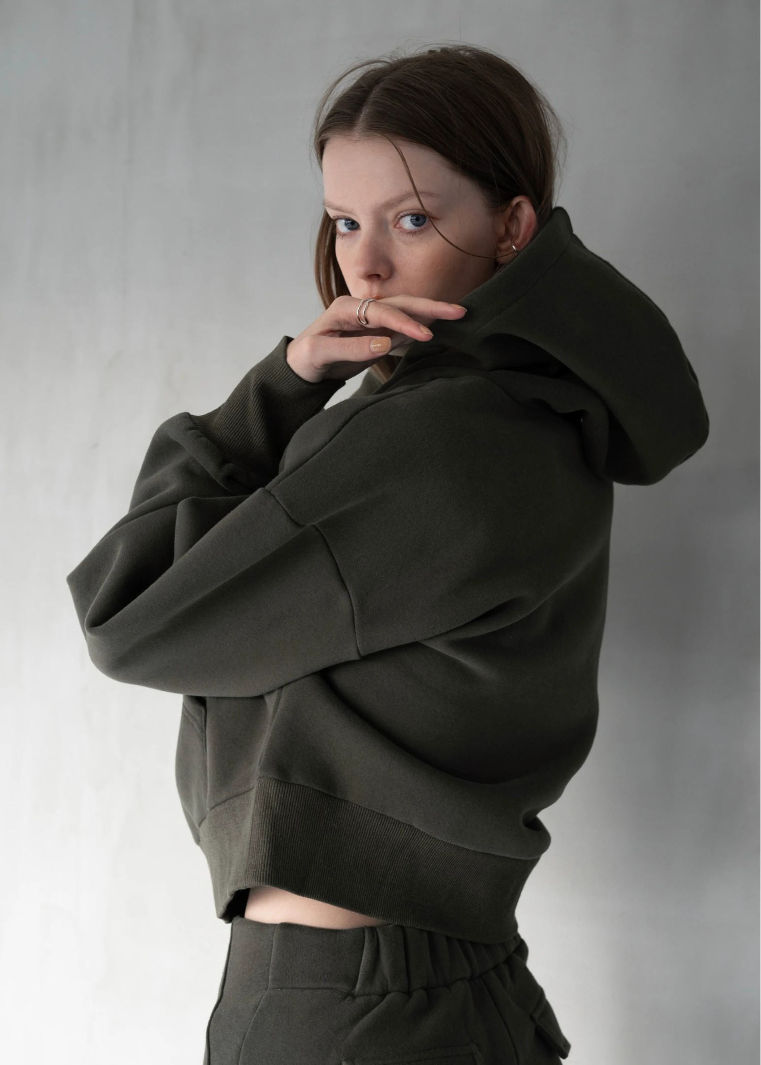 half zip sweat raised back hoodie