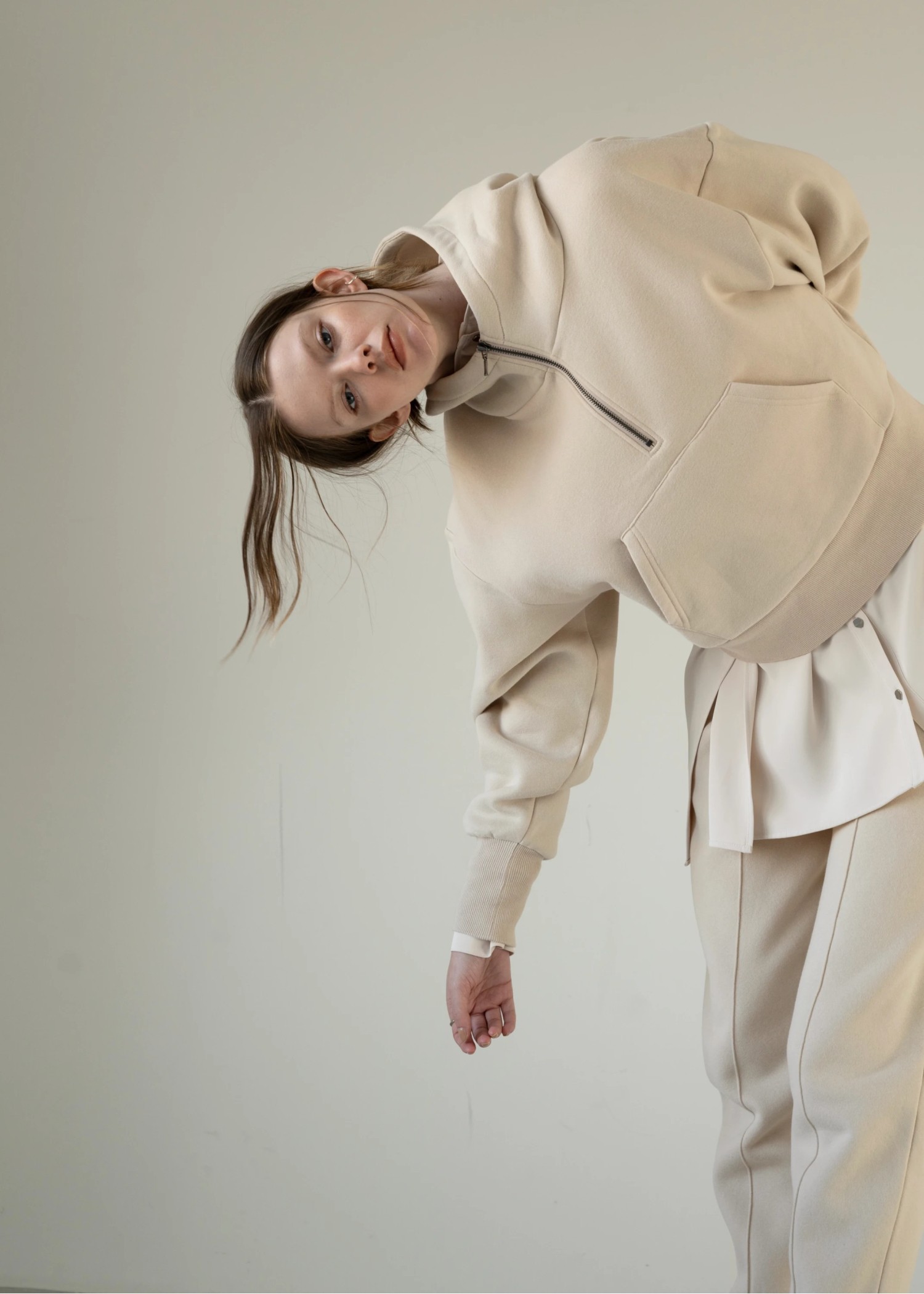 half zip sweat raised back hoodie