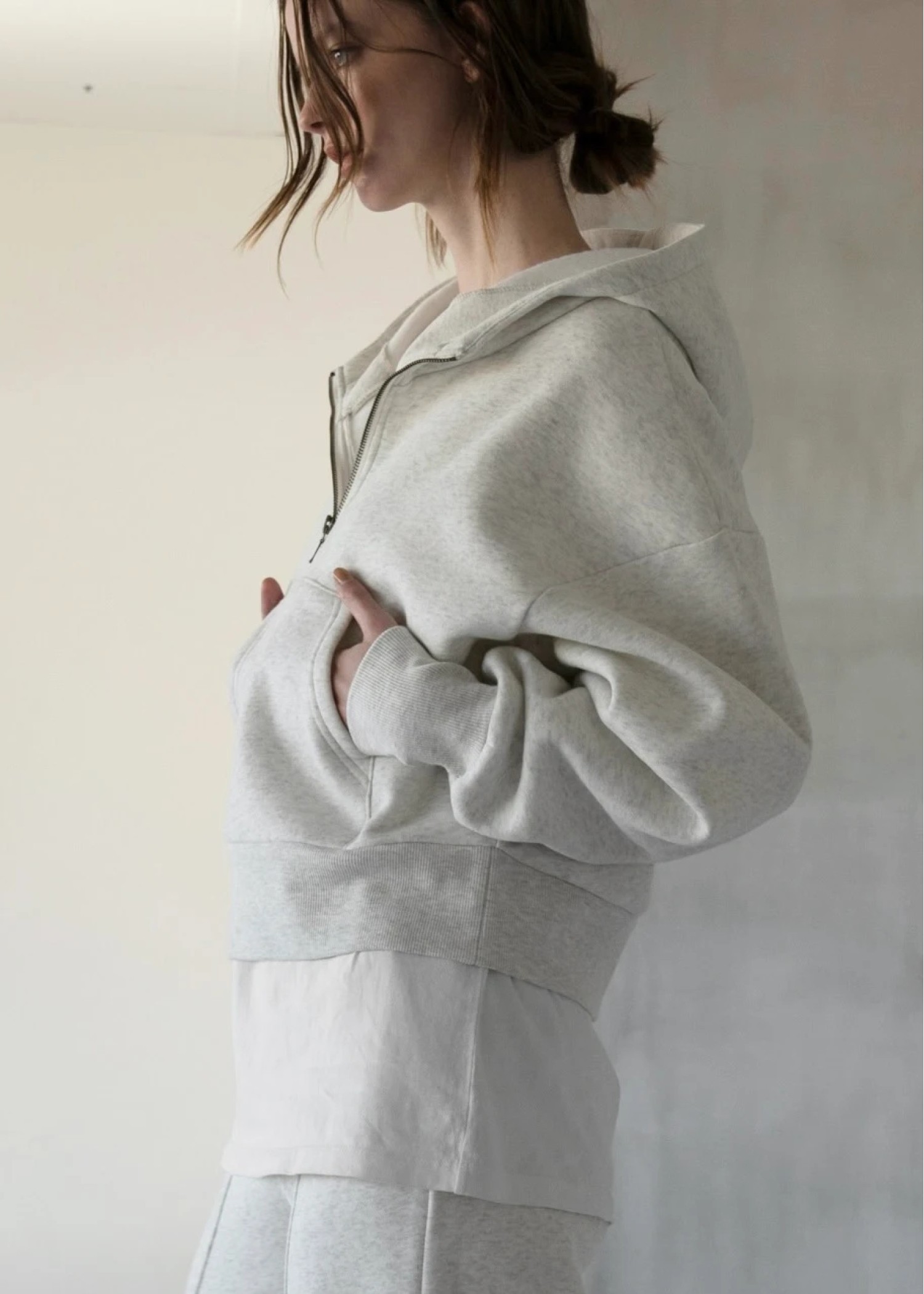 half zip sweat raised back hoodie