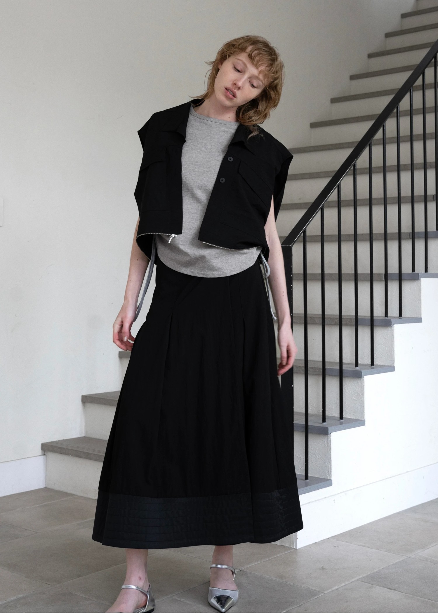 side drawstring irregular hem tank