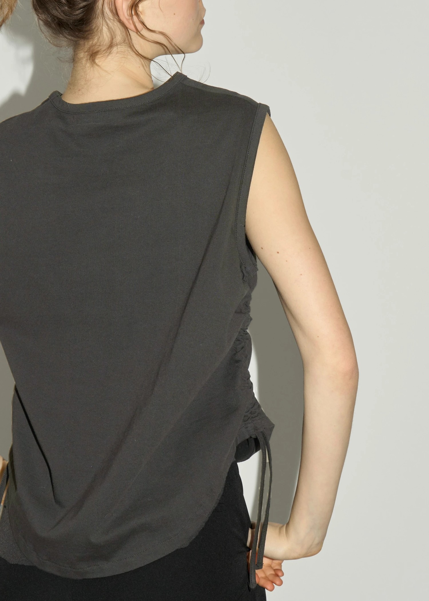 side drawstring irregular hem tank