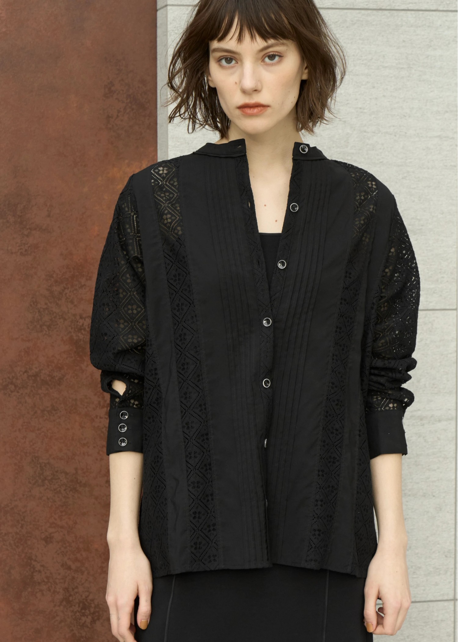 lace patchwork band collar SH