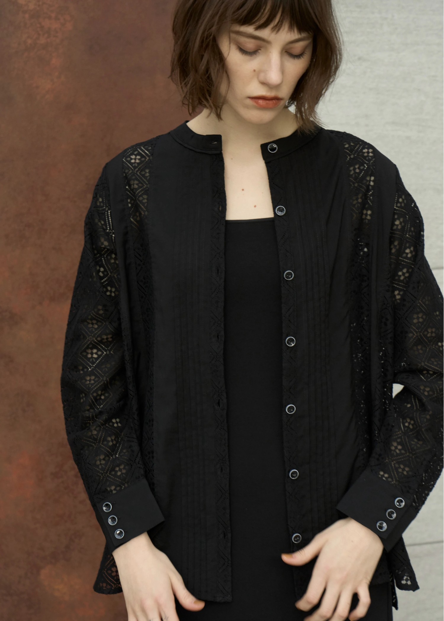 lace patchwork band collar SH