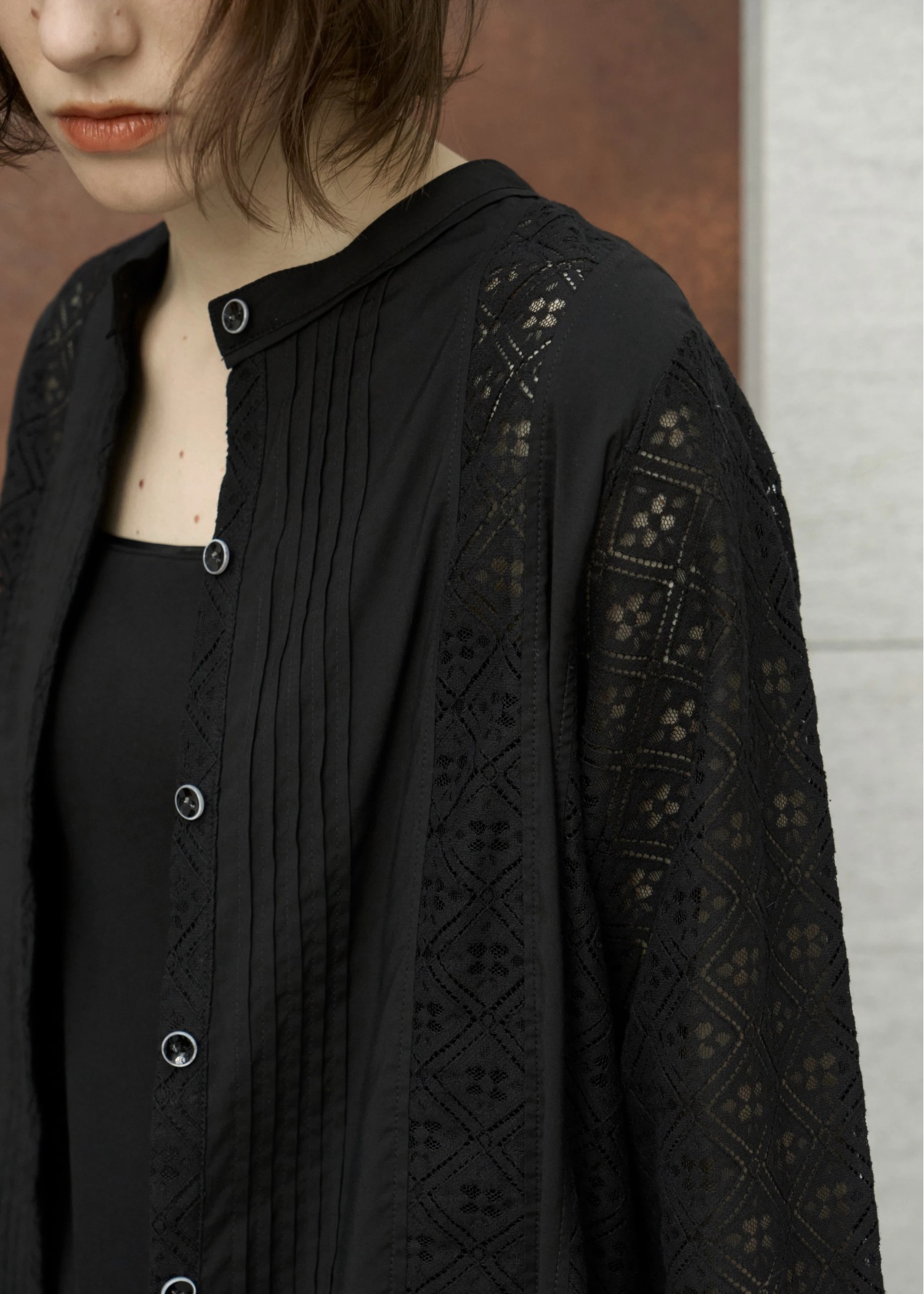 lace patchwork band collar SH