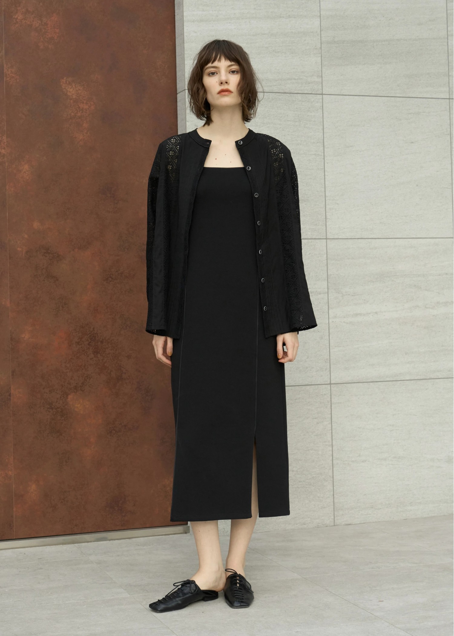 lace patchwork band collar SH