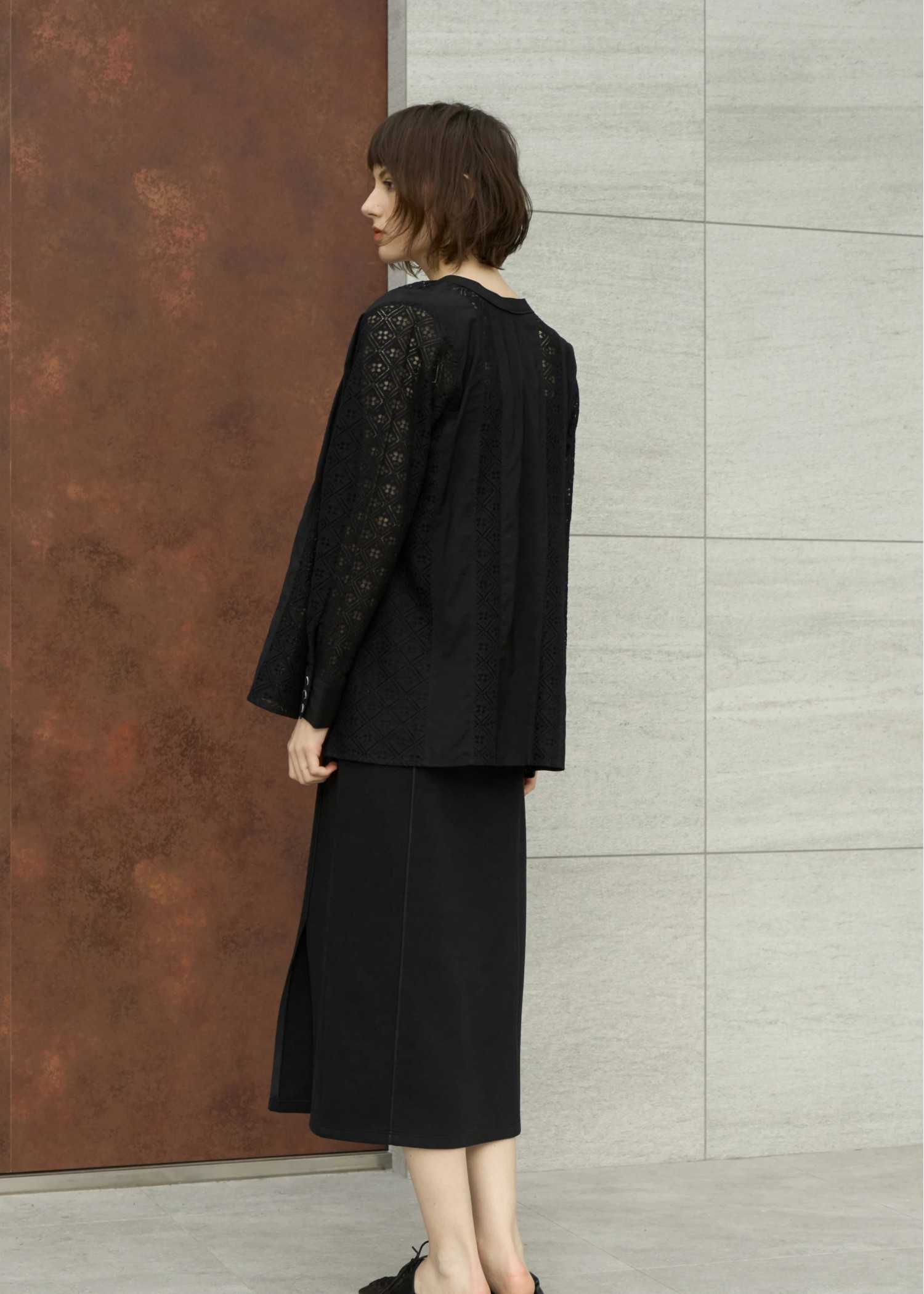 lace patchwork band collar SH