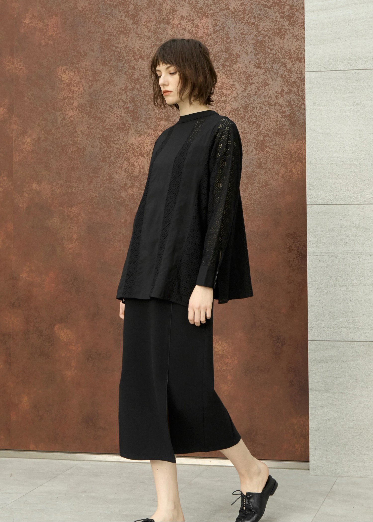 lace patchwork band collar SH