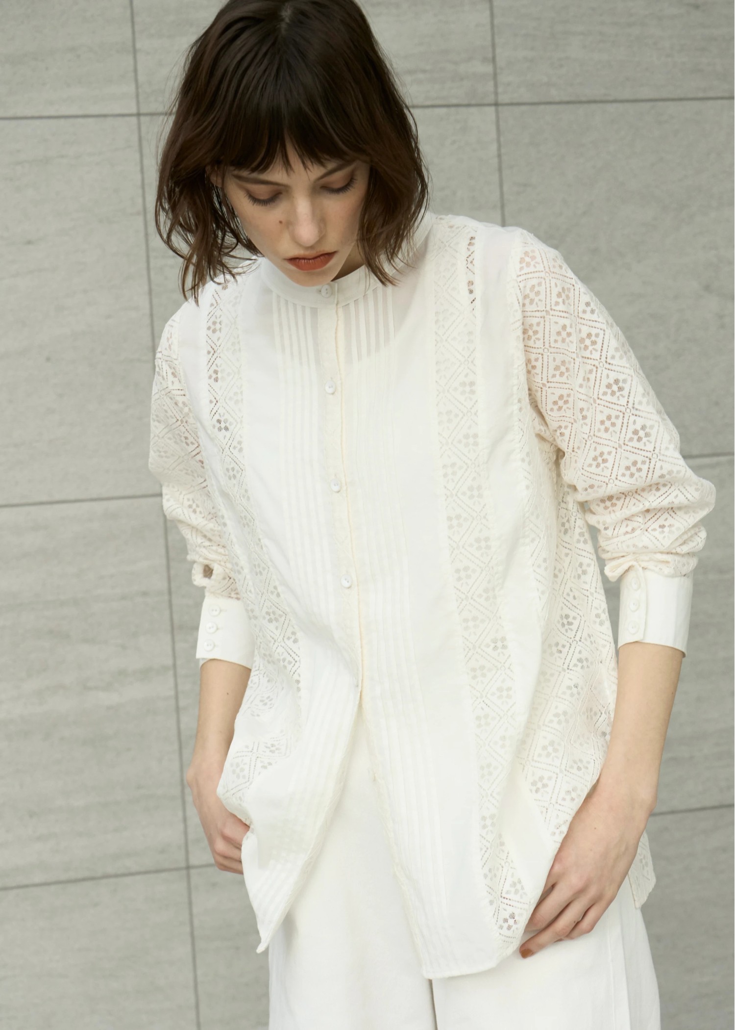 lace patchwork band collar SH