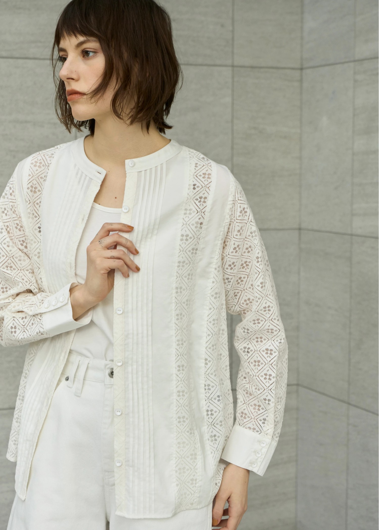 lace patchwork band collar SH