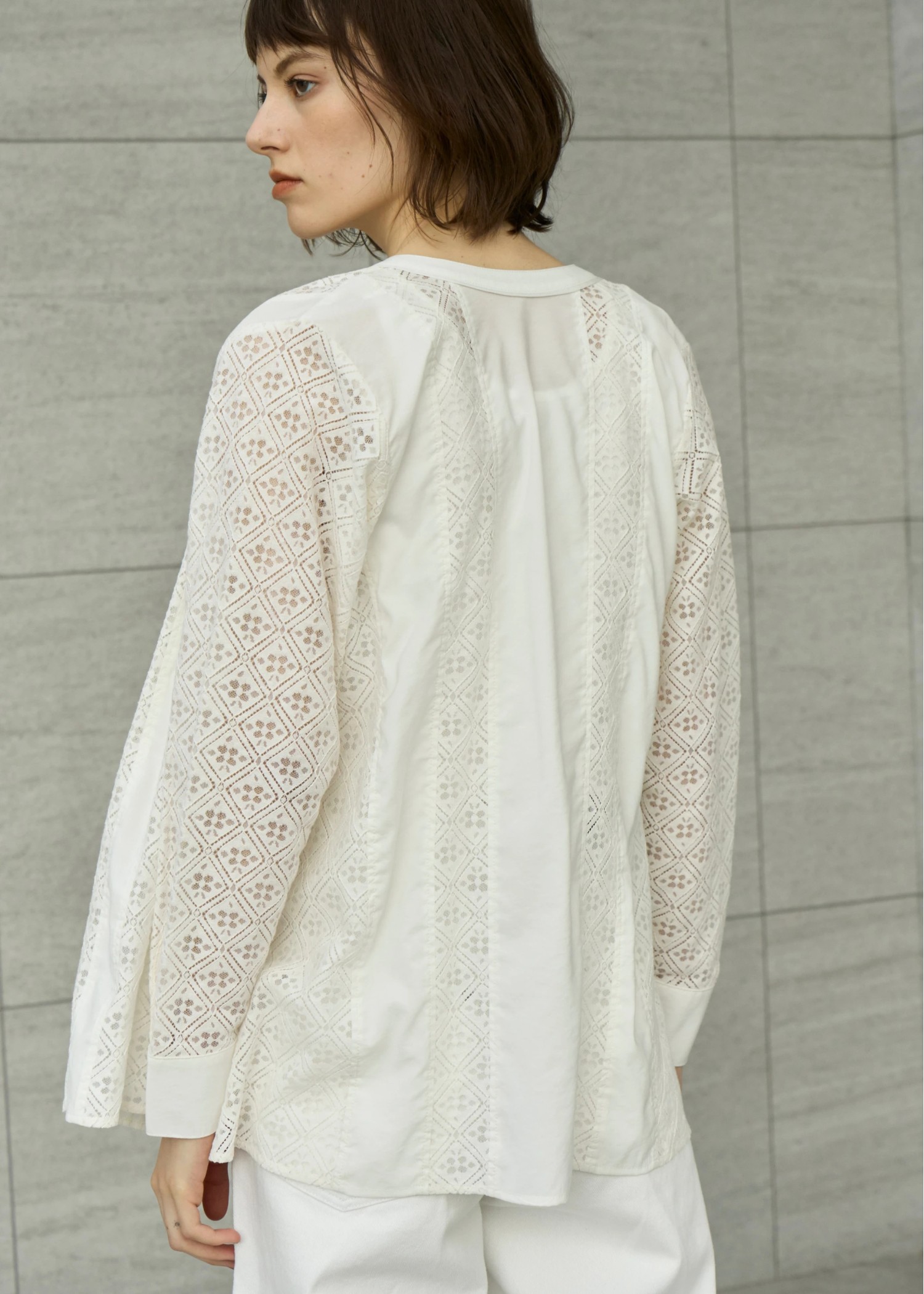 lace patchwork band collar SH