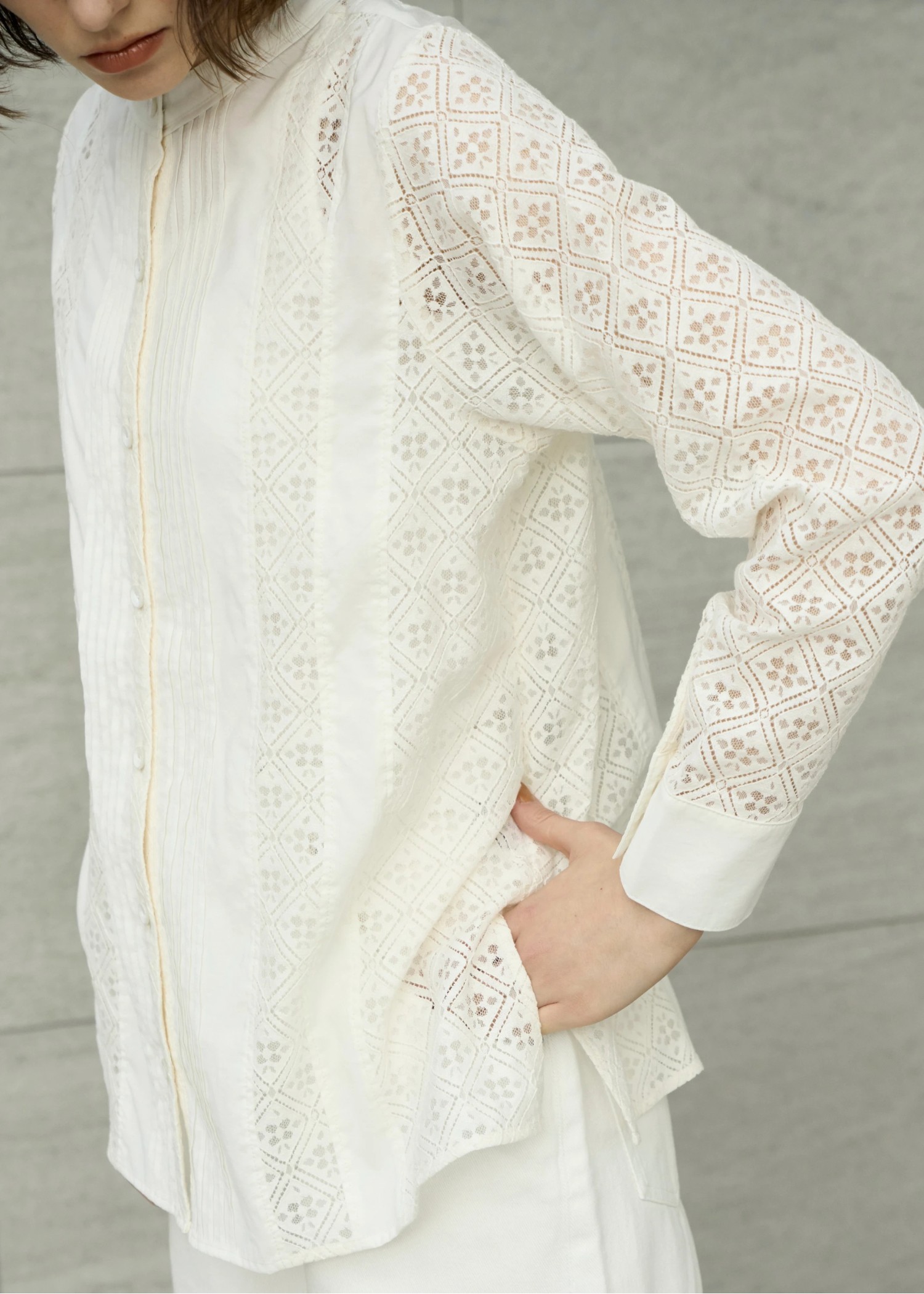 lace patchwork band collar SH