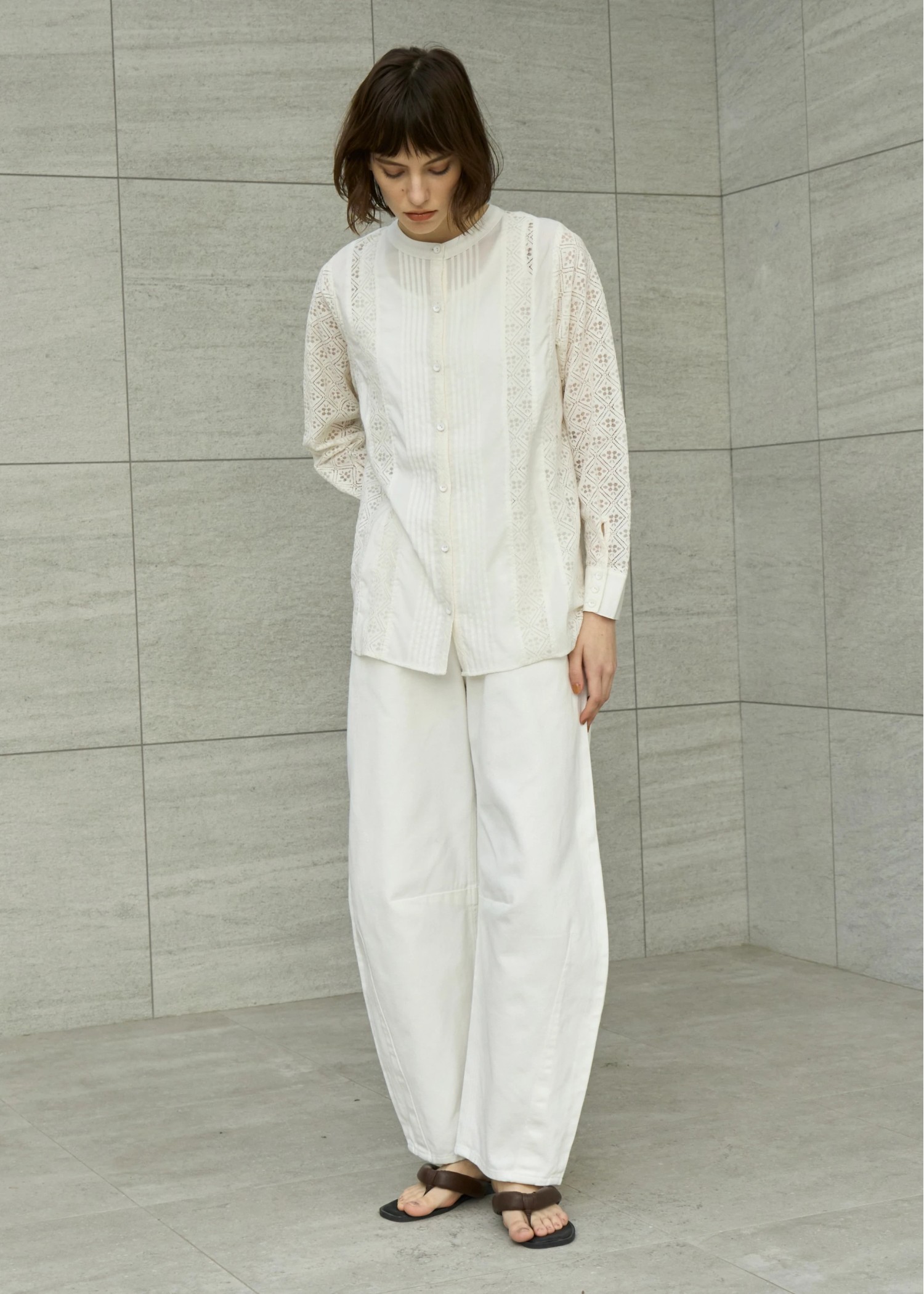 lace patchwork band collar SH