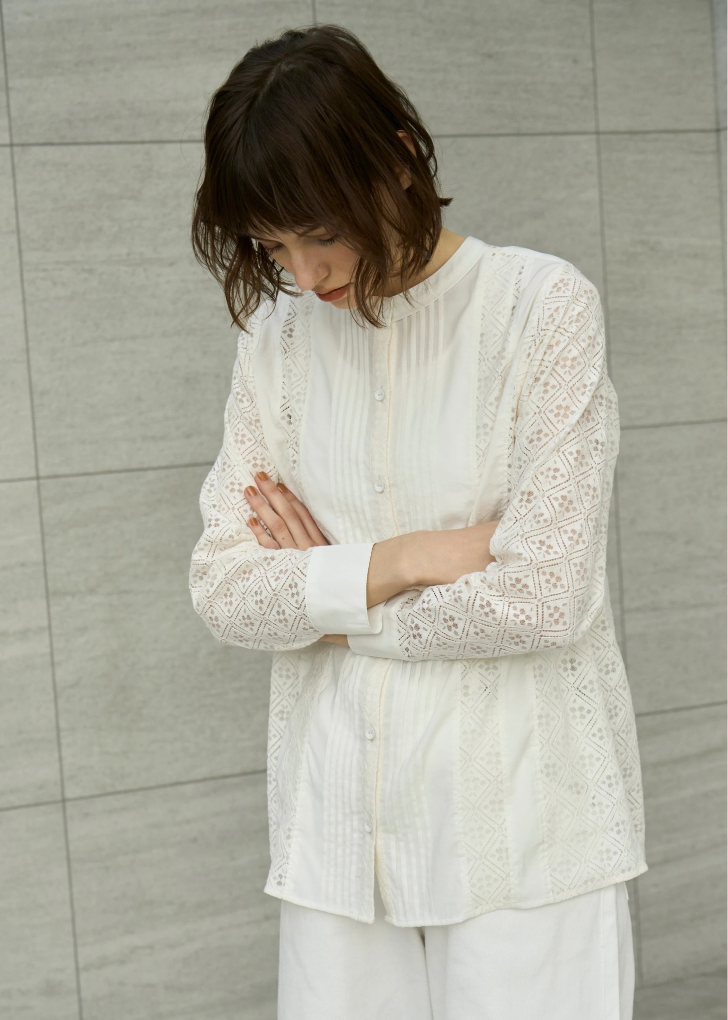 lace patchwork band collar SH