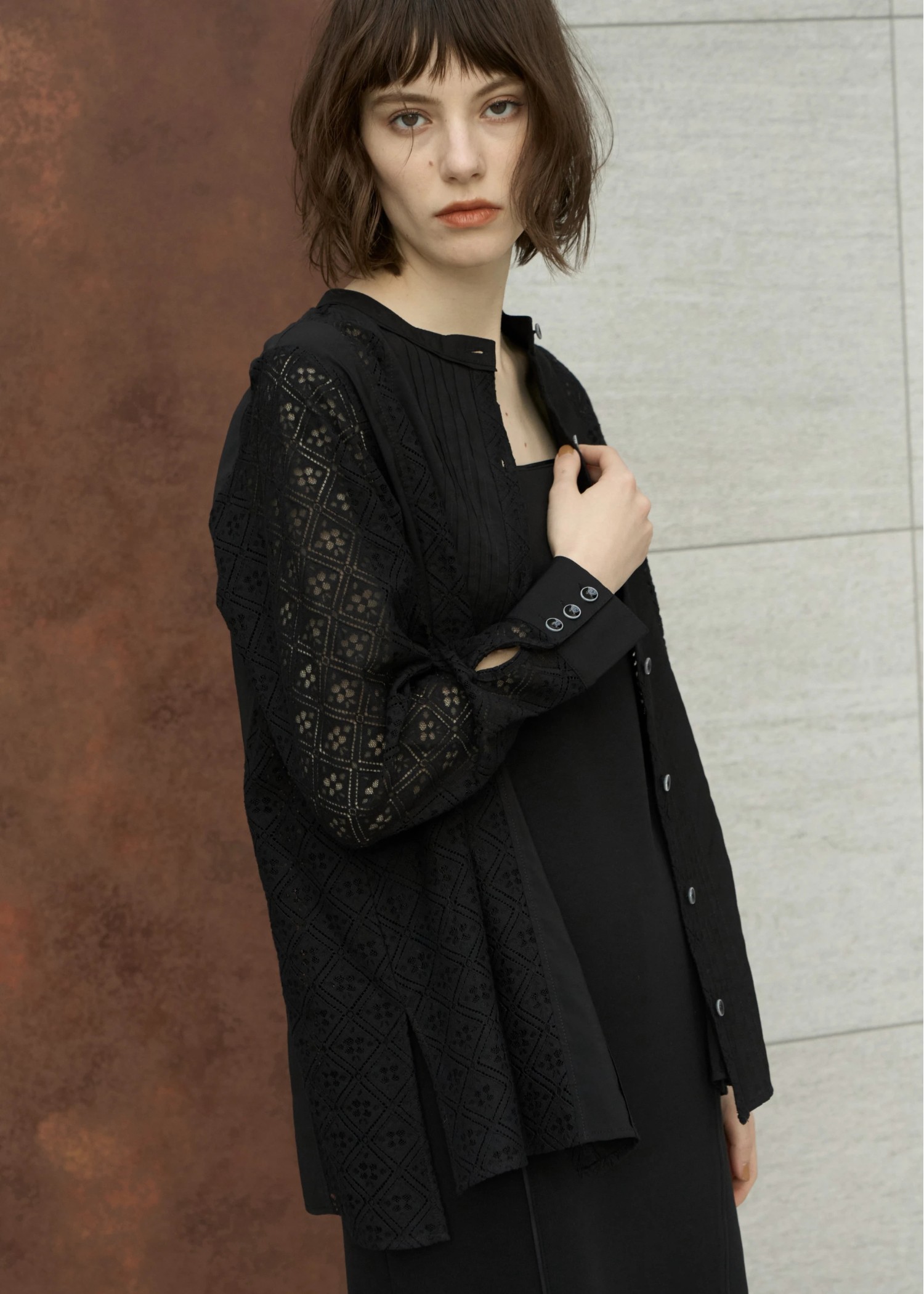 lace patchwork band collar SH