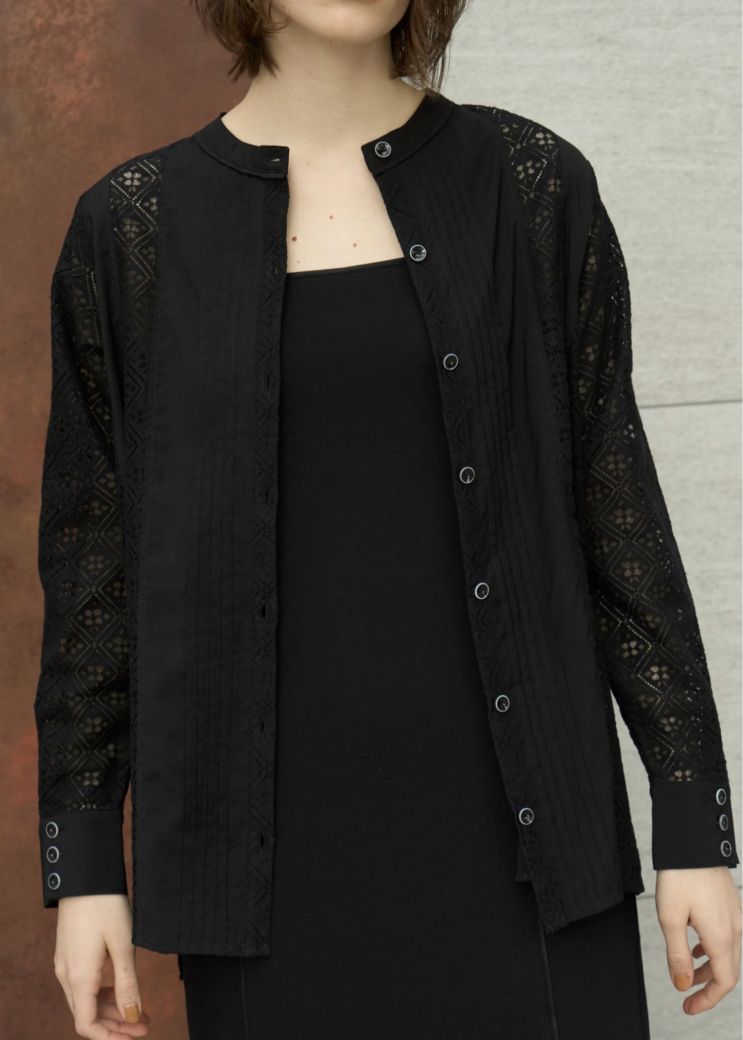 lace patchwork band collar SH