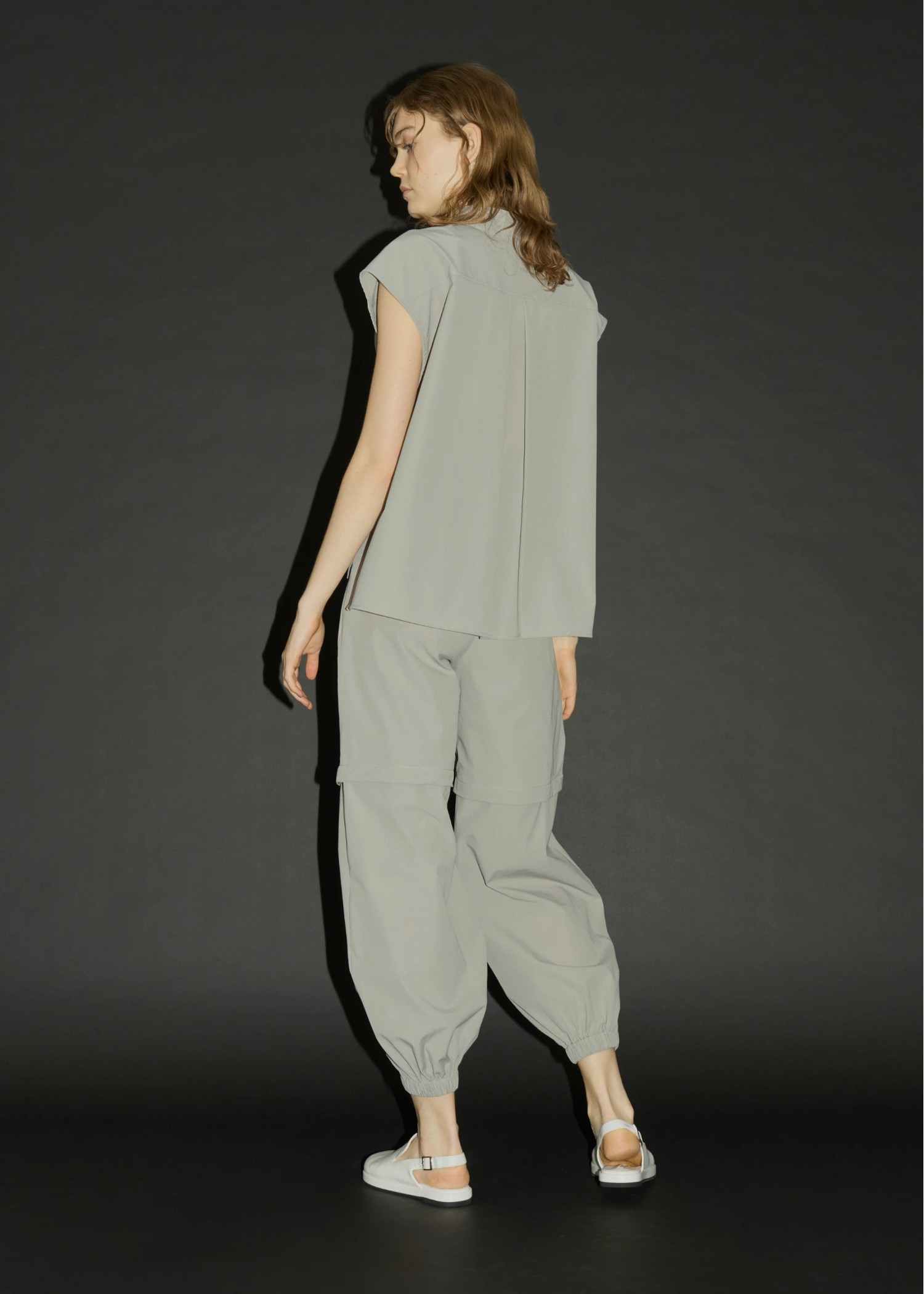 irregular hem flap pocket zip tops