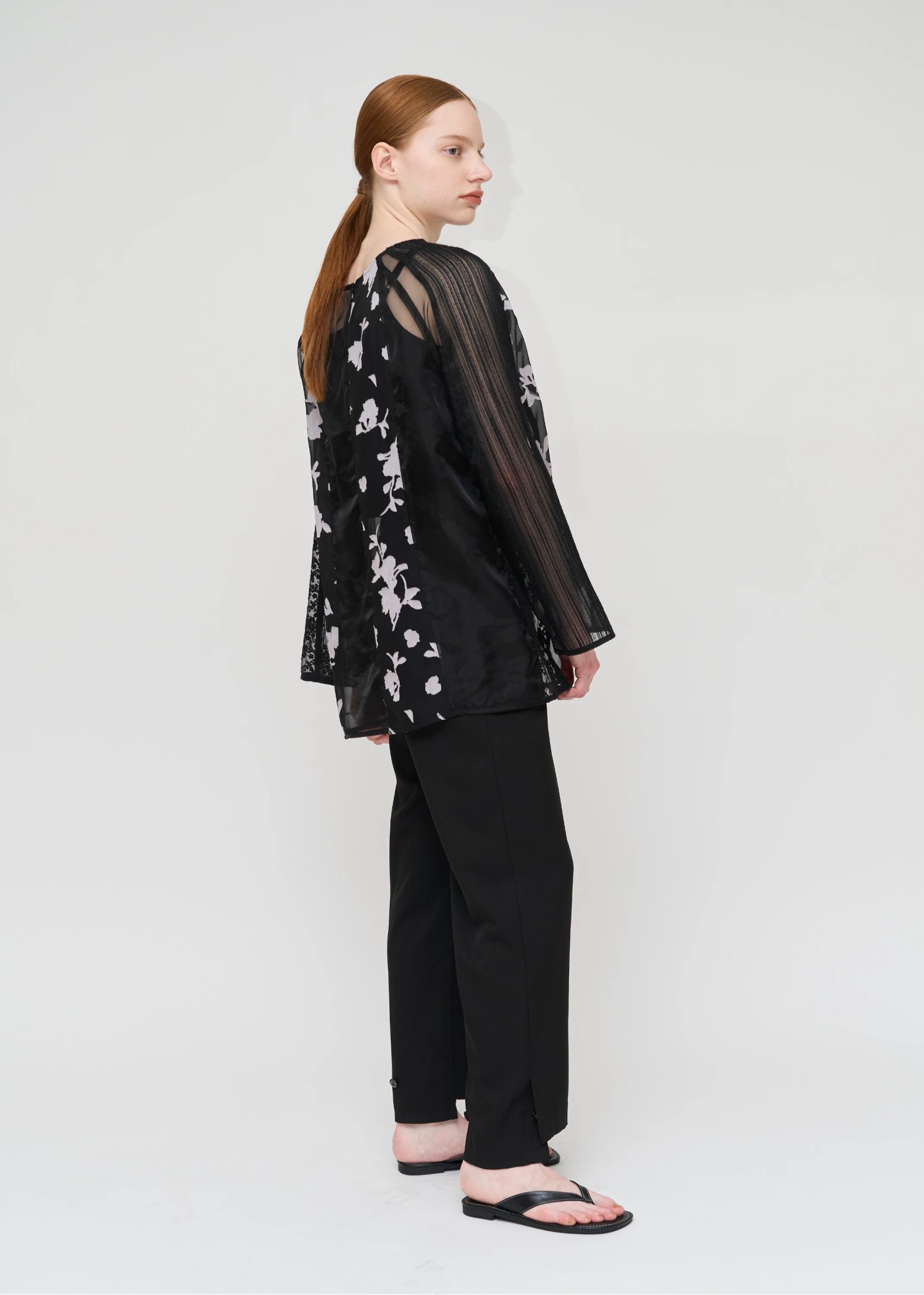 patchwork various pattern sheer tops