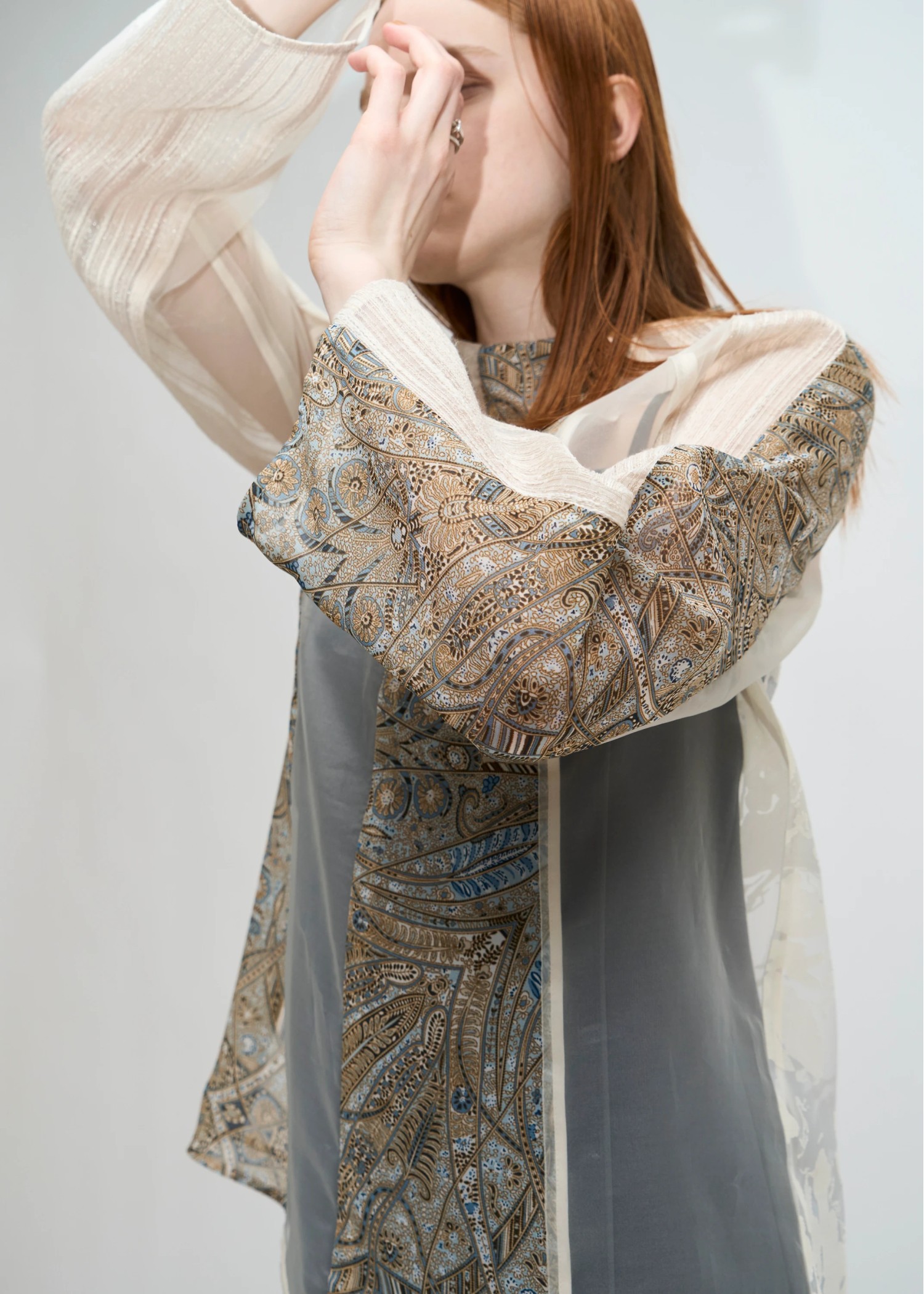 patchwork various pattern sheer tops