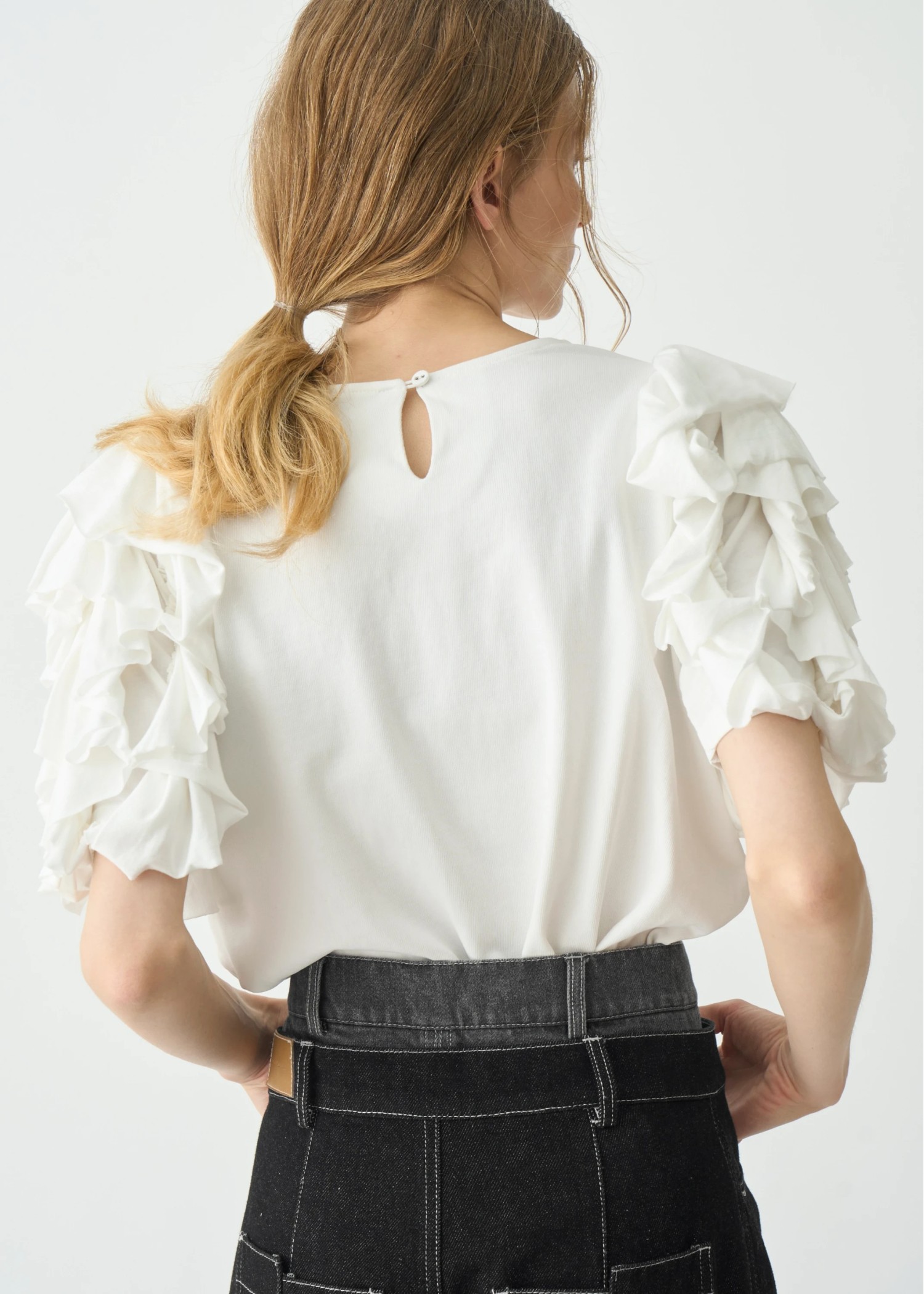 frill volume sleeve cut and sew tops
