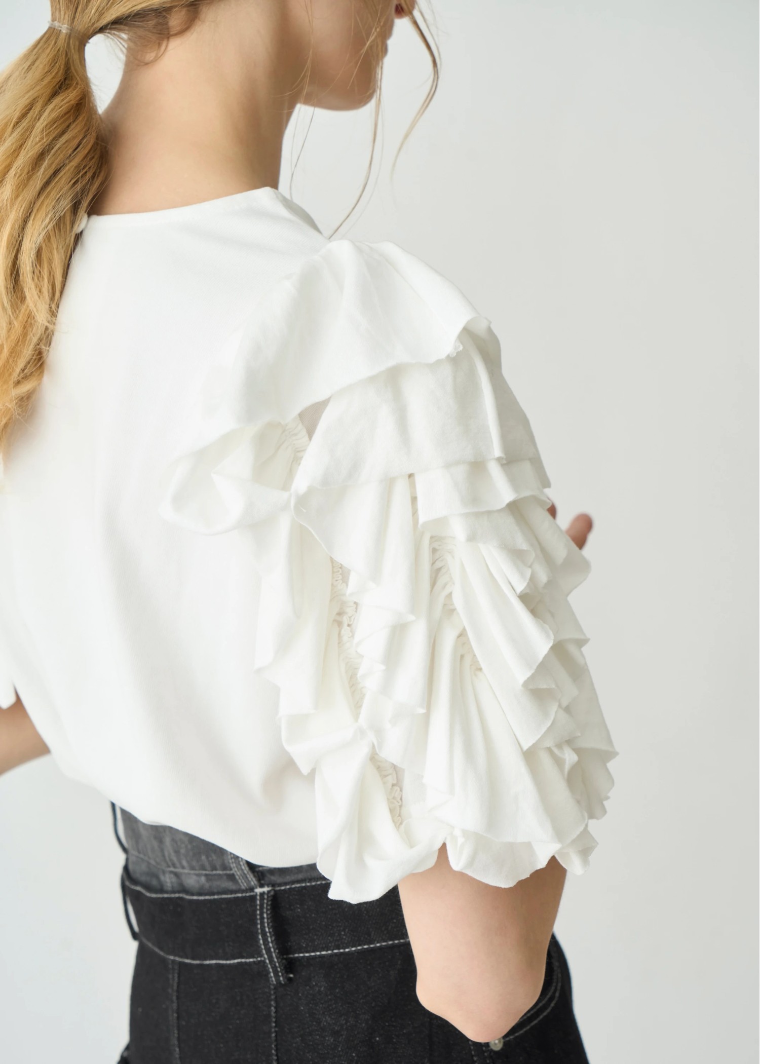 frill volume sleeve cut and sew tops