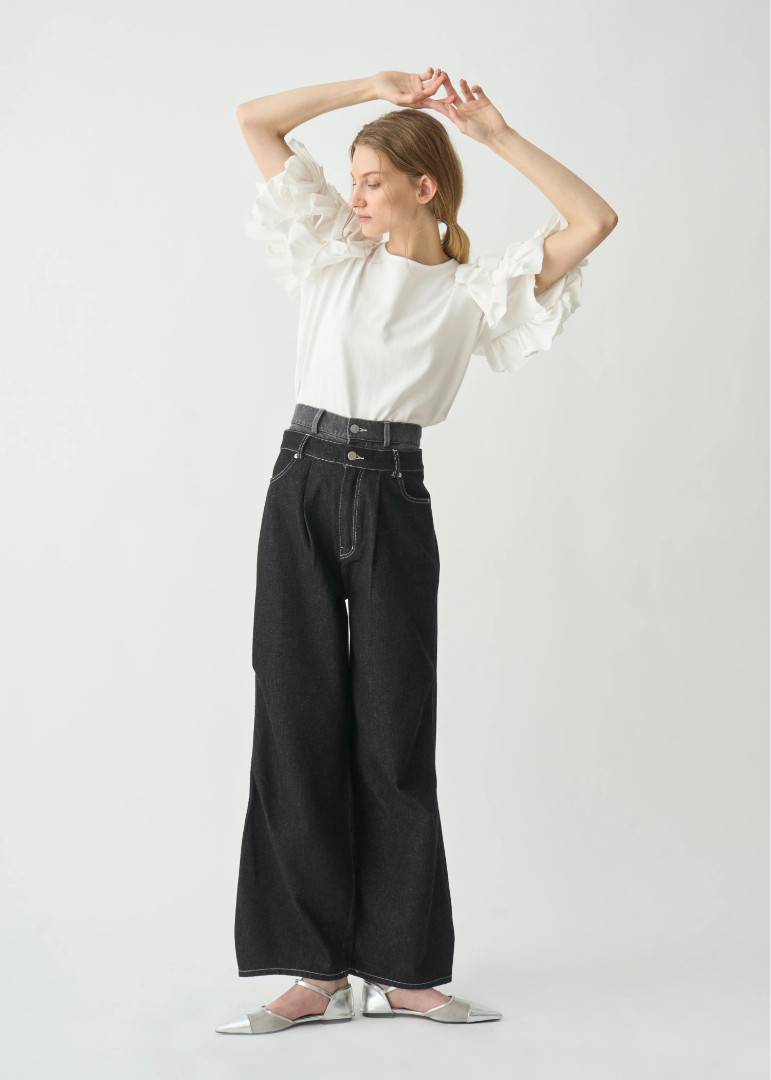 frill volume sleeve cut and sew tops