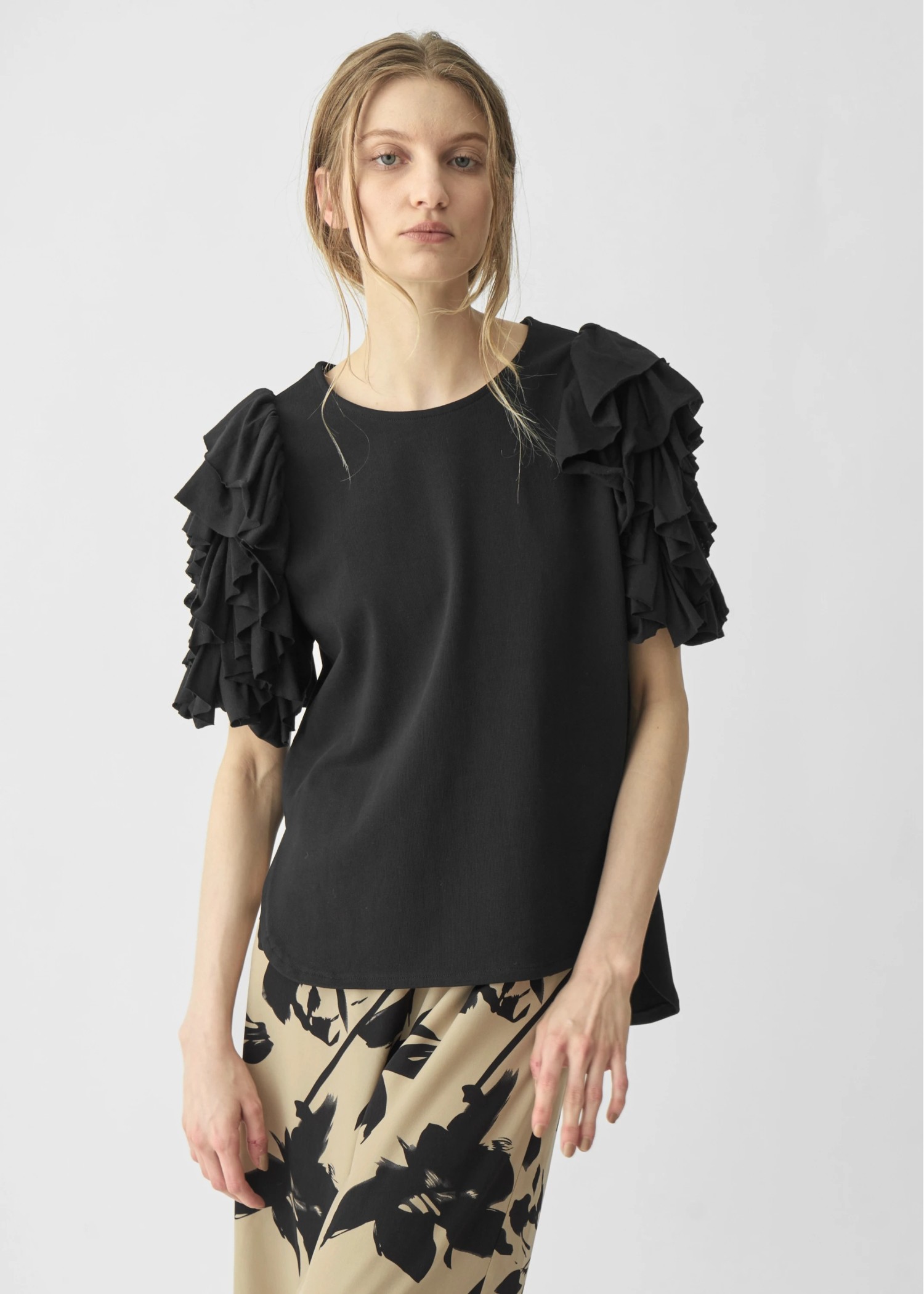 frill volume sleeve cut and sew tops