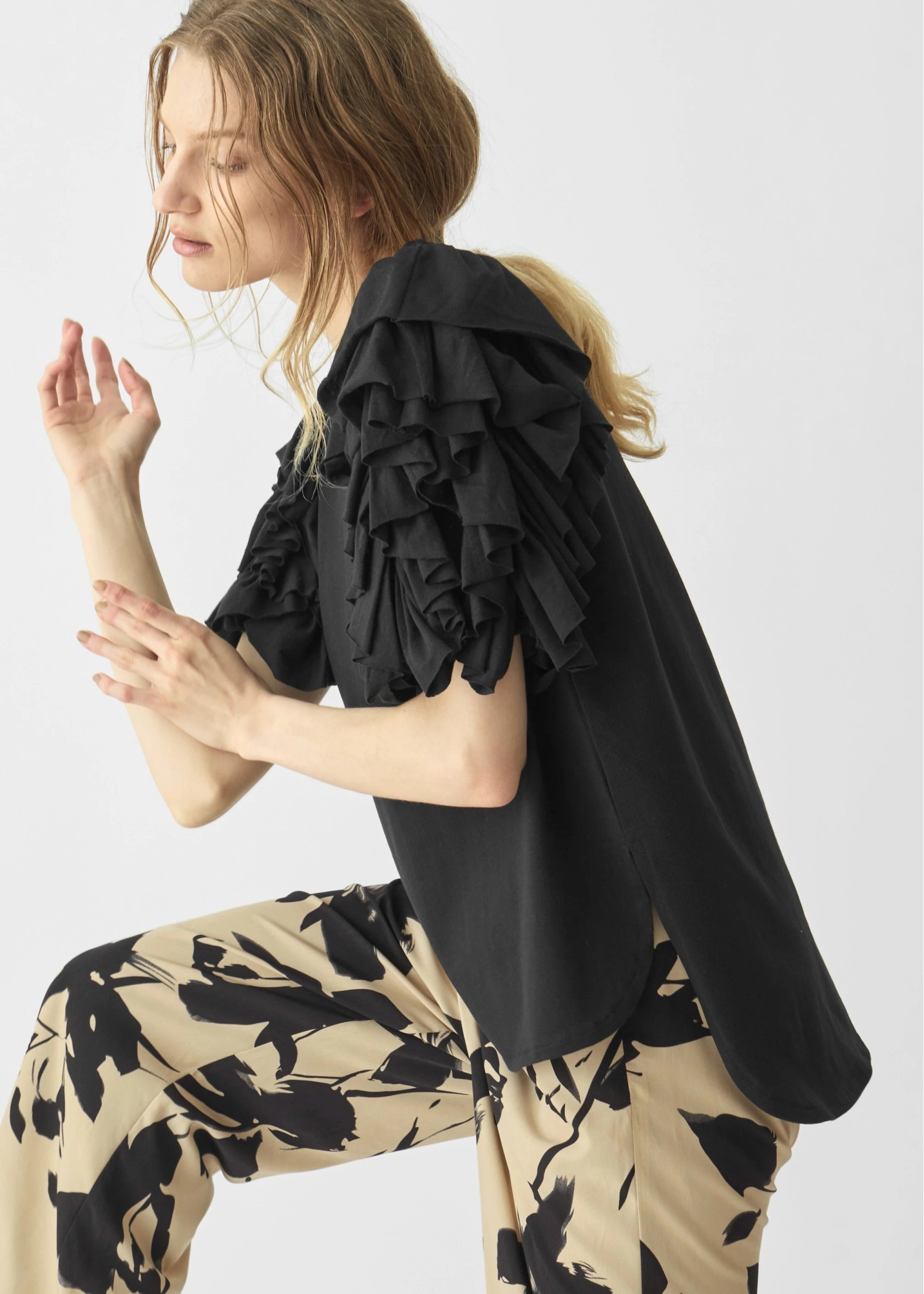 frill volume sleeve cut and sew tops