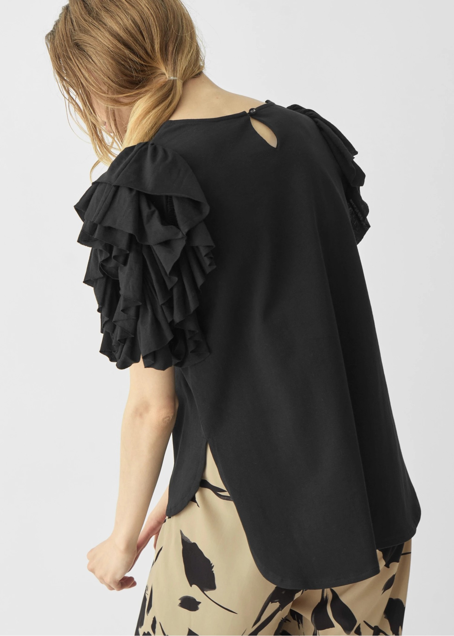 frill volume sleeve cut and sew tops