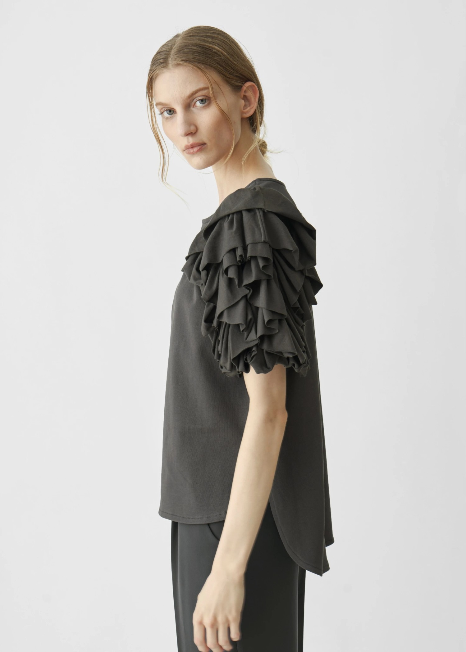 frill volume sleeve cut and sew tops