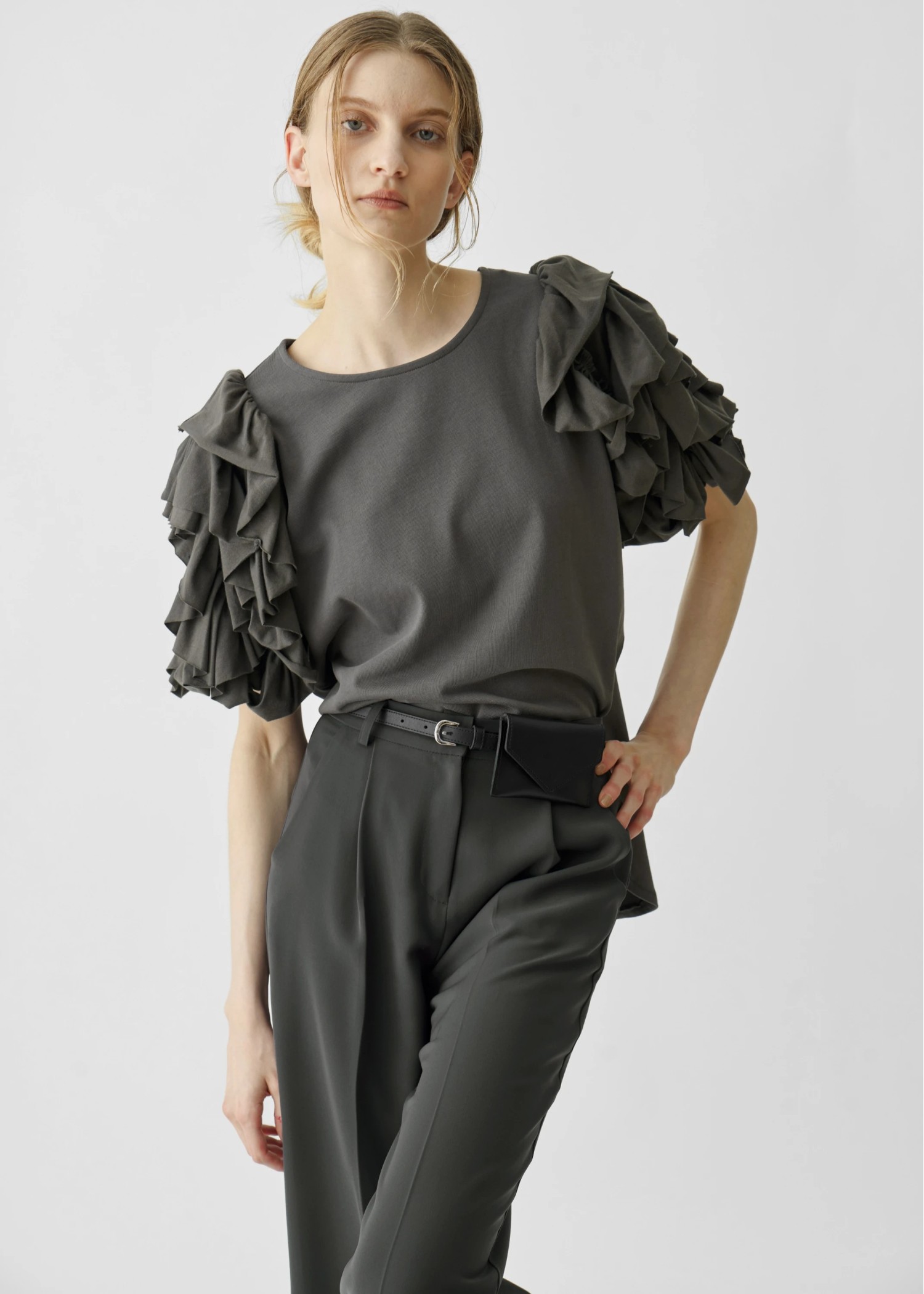 frill volume sleeve cut and sew tops