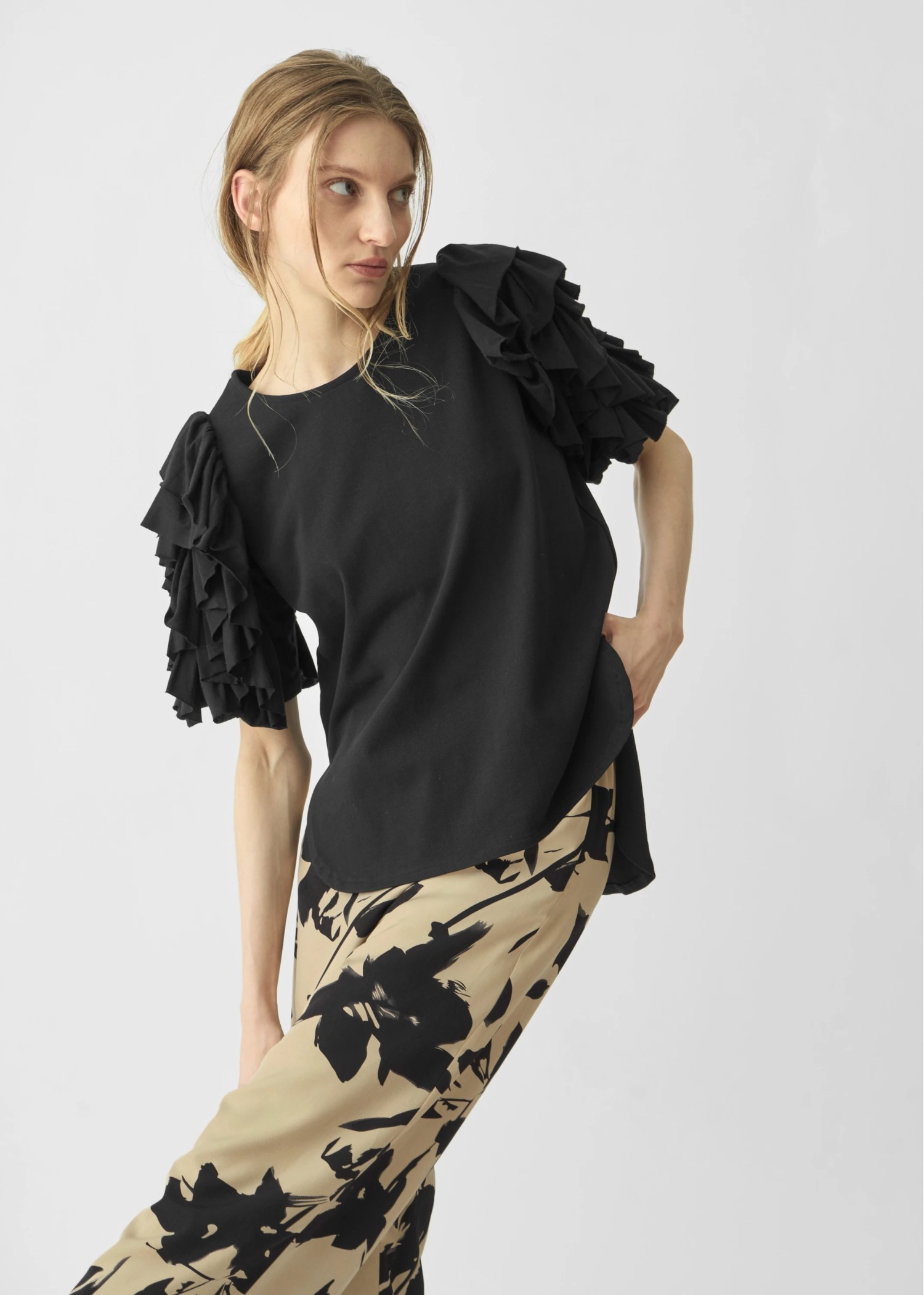 frill volume sleeve cut and sew tops