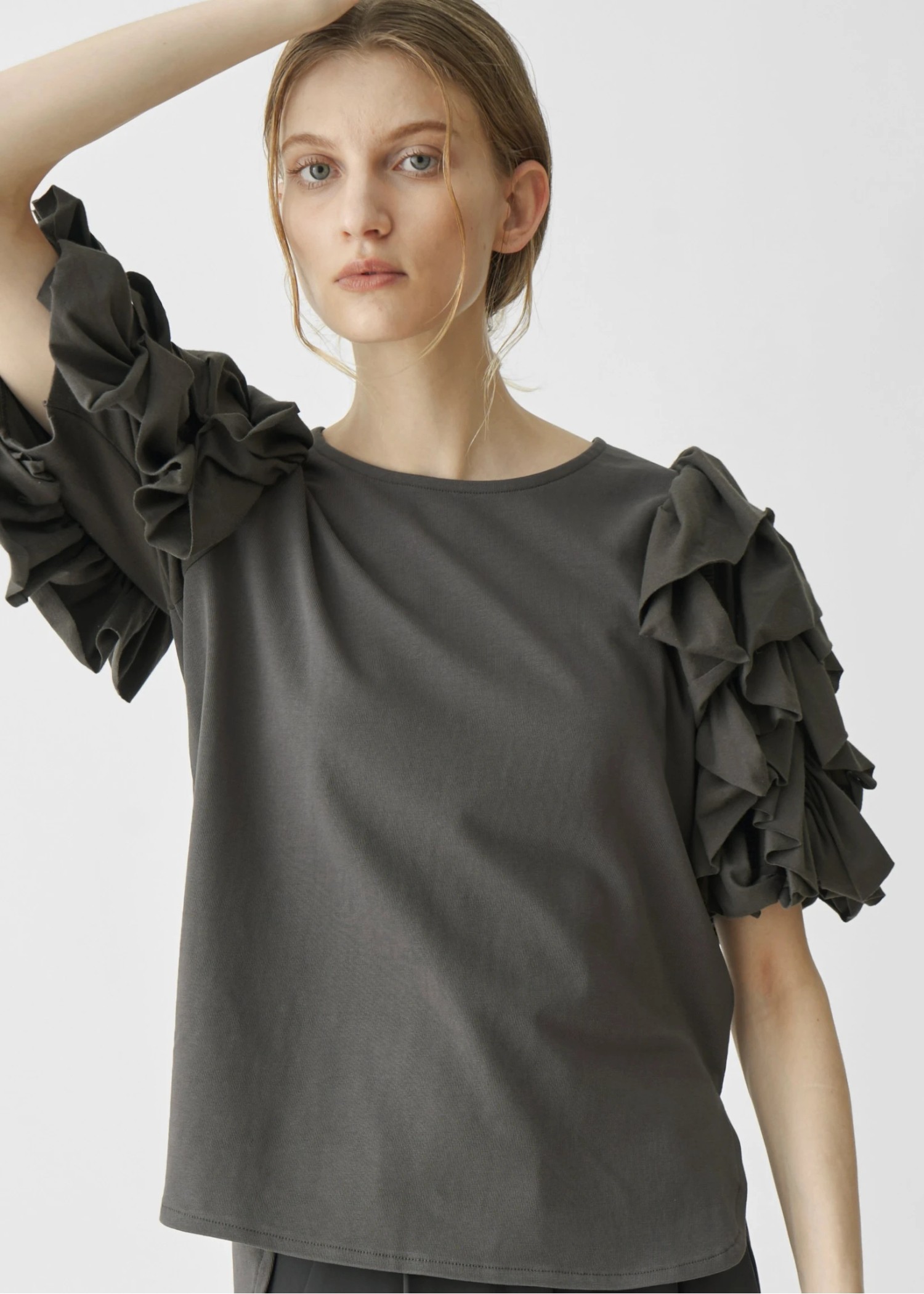 frill volume sleeve cut and sew tops