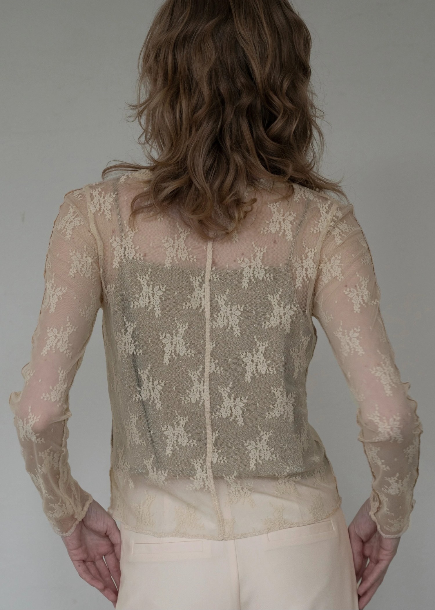 flower lace sheer tops