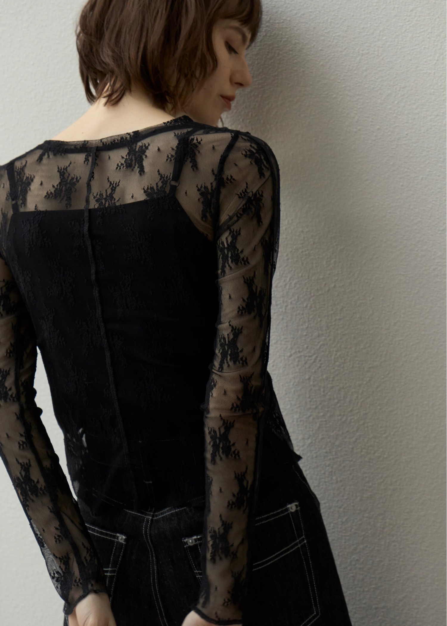 flower lace sheer tops