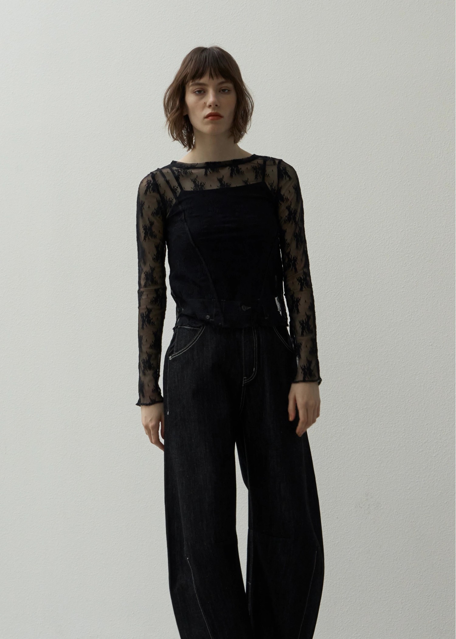 flower lace sheer tops