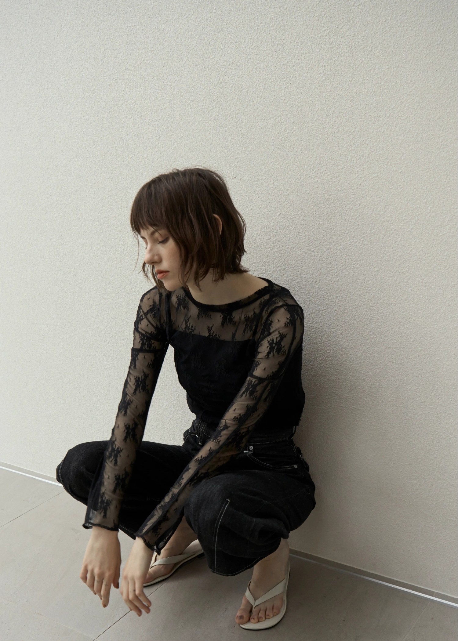 flower lace sheer tops